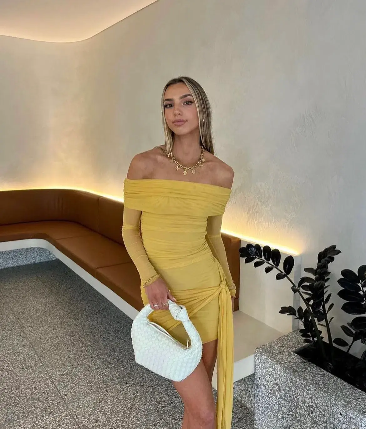 Benni Yasmin Mini Dress In Mustard Size 8 - Image 2