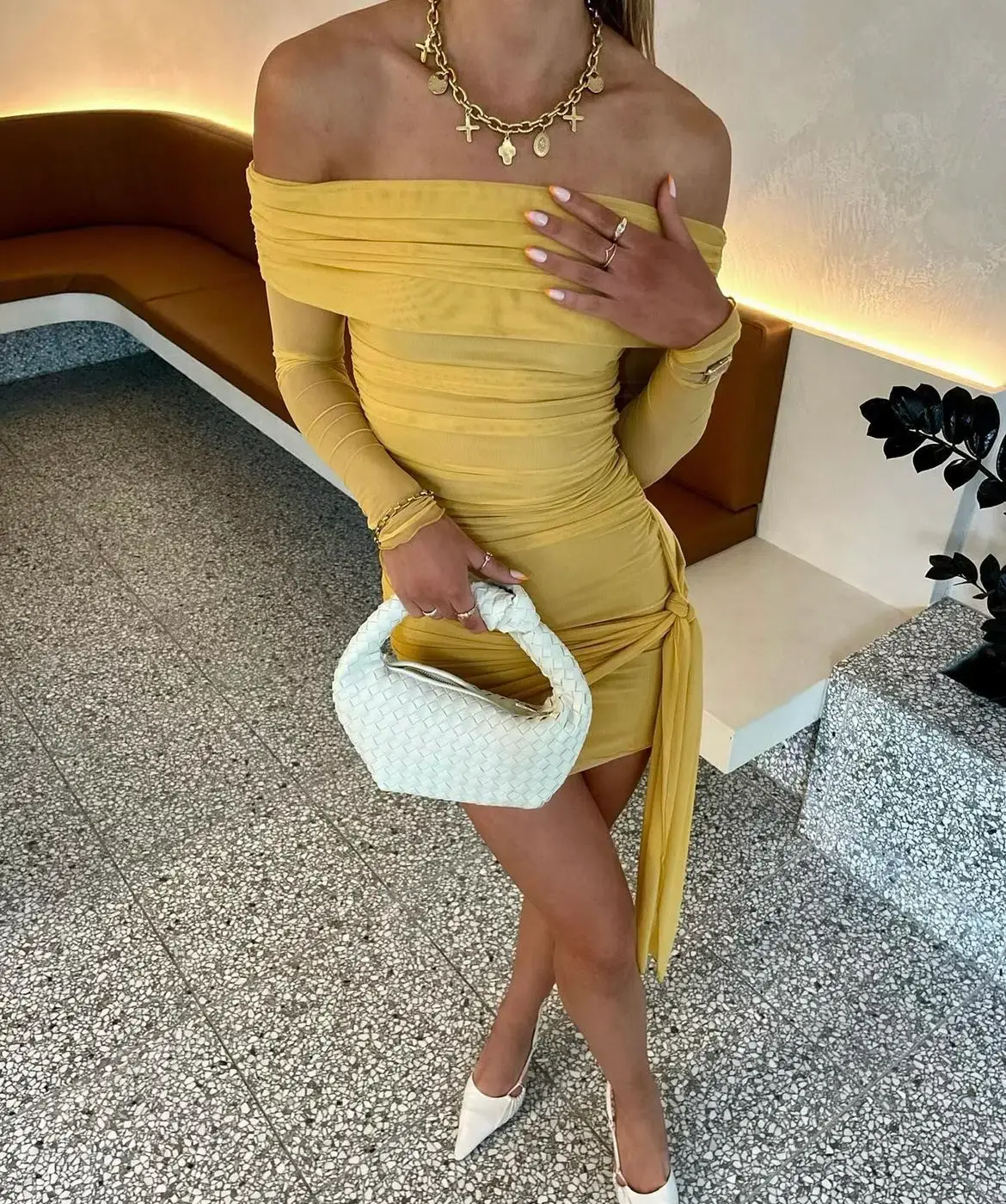 Benni Yasmin Mini Dress In Mustard Size 8 - Image 3