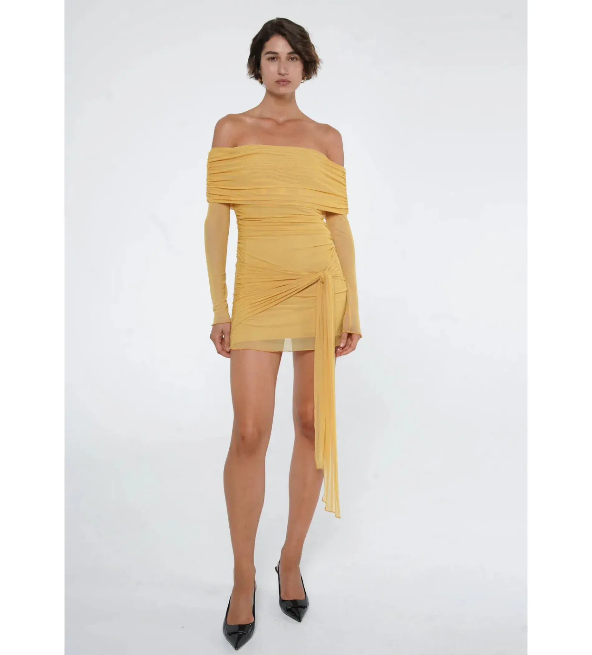 Benni Yasmin Mini Dress In Mustard Size 8 - Image 1