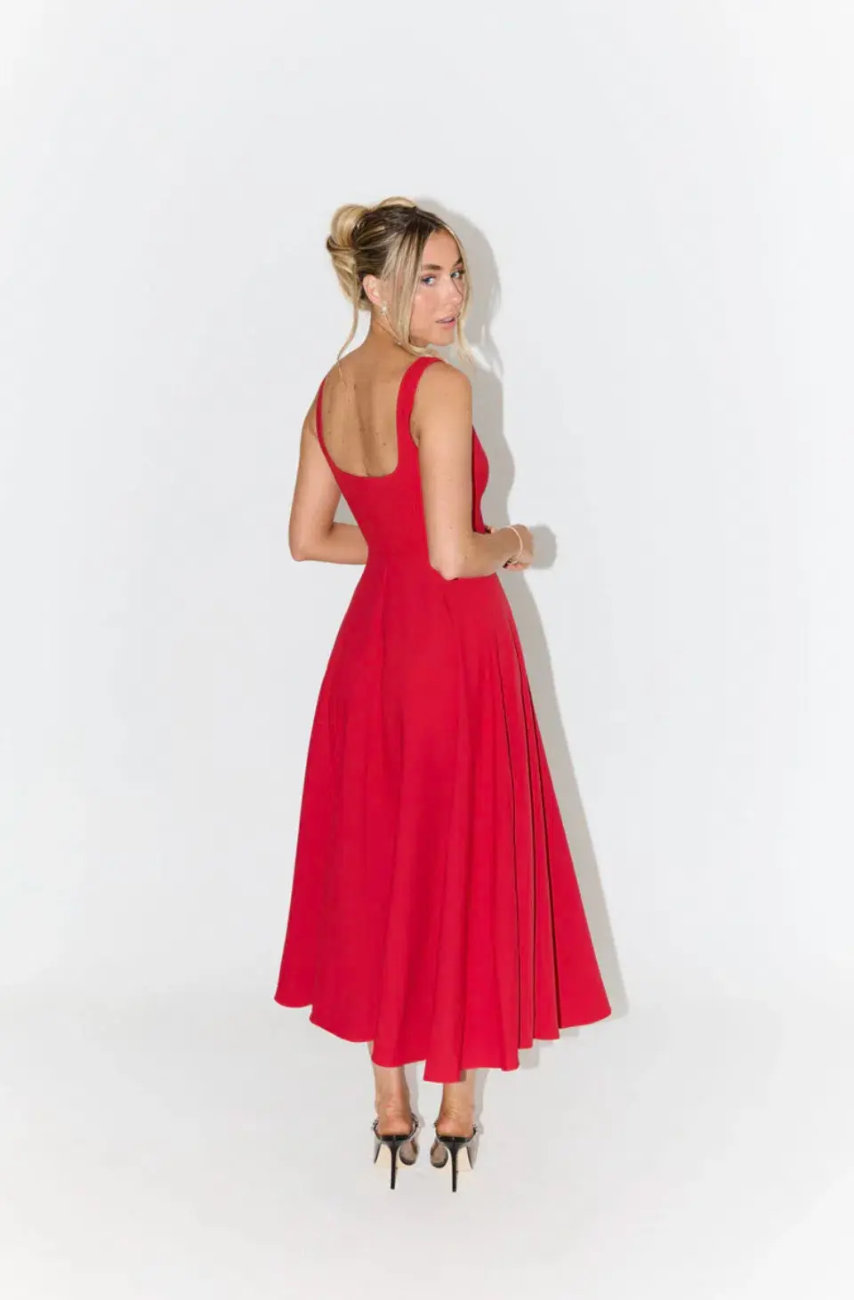 Odd Muse The Ultimate Muse High Waist Square Neck Midi Dress Red Size 10 - Image 3