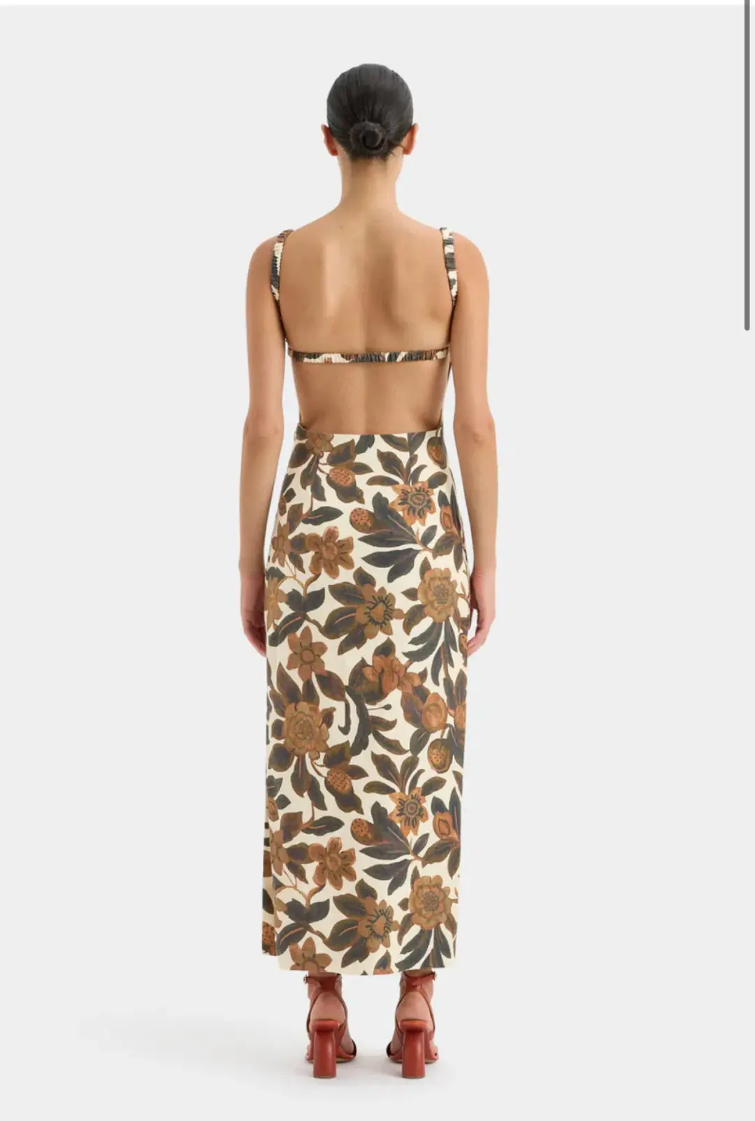 Sir the Lable Primrose Ruched Midi Dress Ivory Tapestry Size 2/Au 10 for rent on The Volte - main image