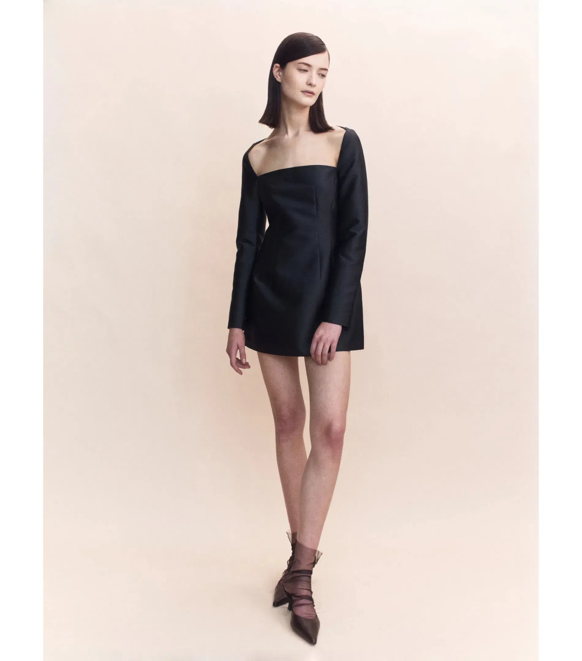 Courtney Zheng Blythe Silk Dupion Mini Dress Black Size Small / AU 8 - Image 1