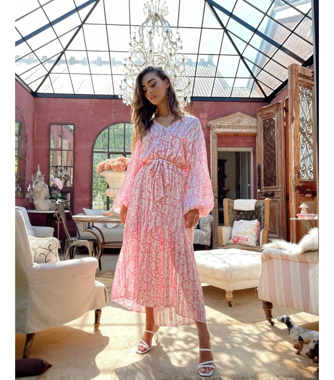 Sheike Floral Dreams Maxi Pink/White Size AU 12 for rent on The Volte - main image