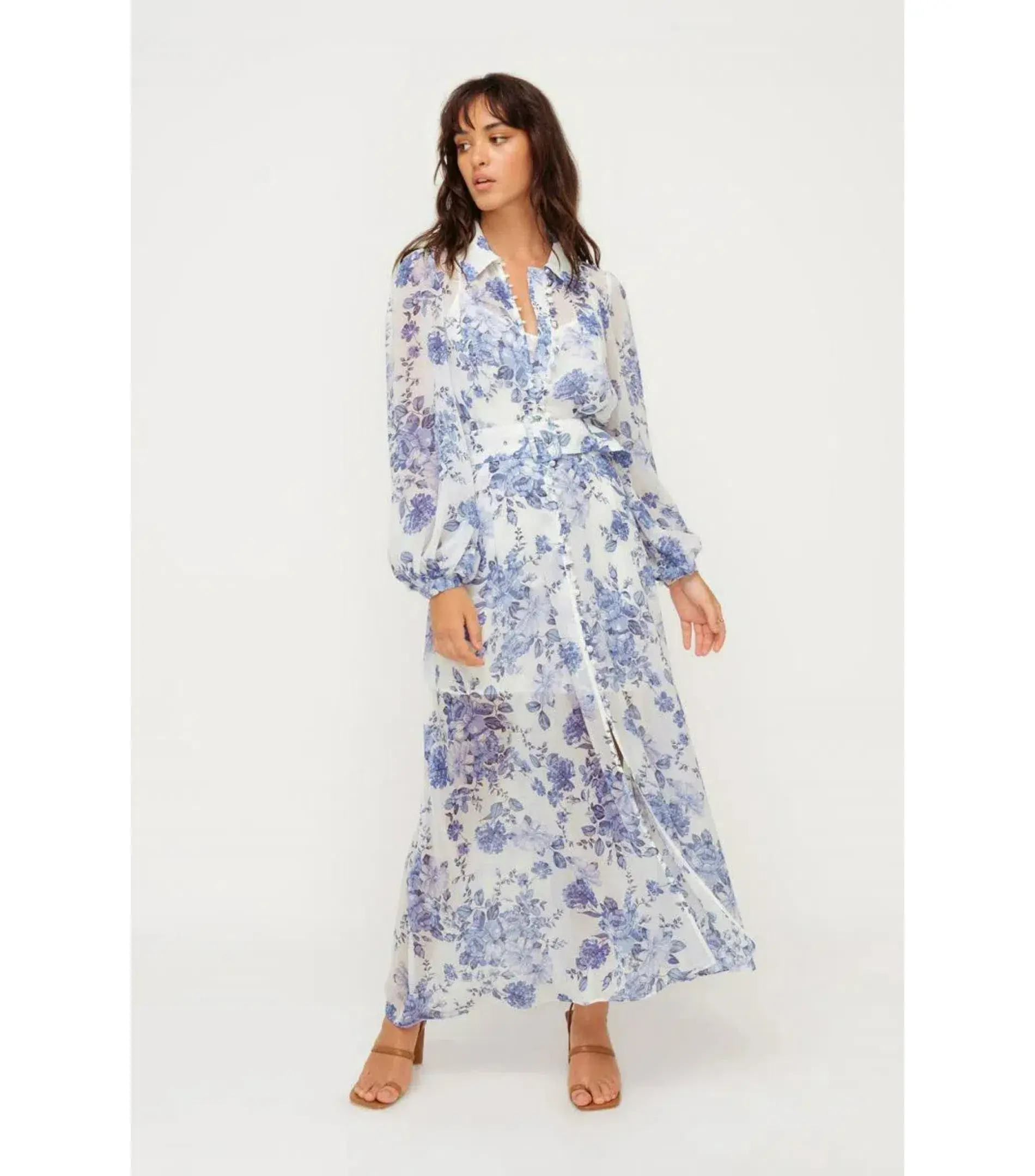 Sheike Bella Blue Maxi Dress Floral Size AU 14 - Image 1