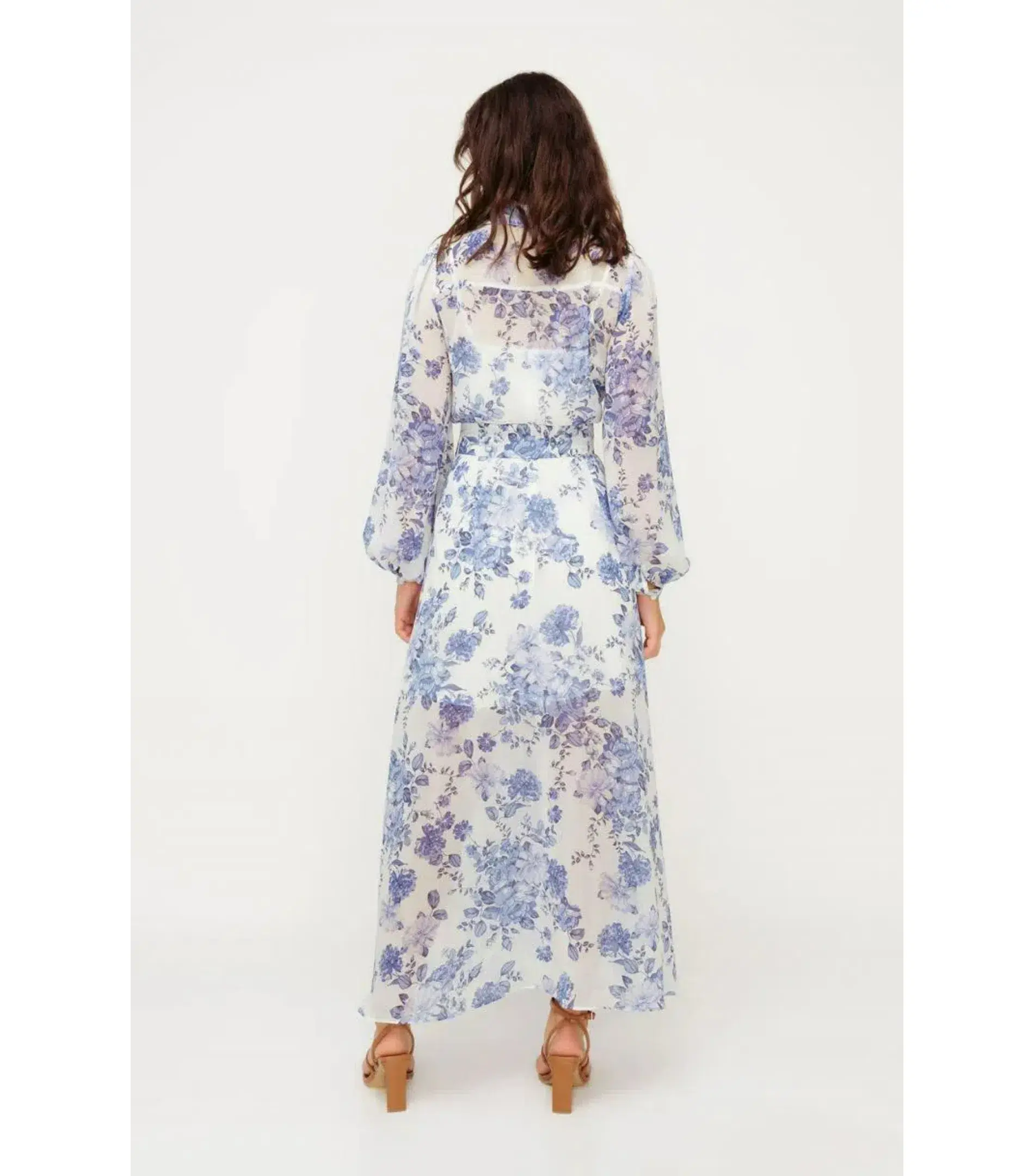 Sheike Bella Blue Maxi Dress Floral Size AU 14 - Image 5
