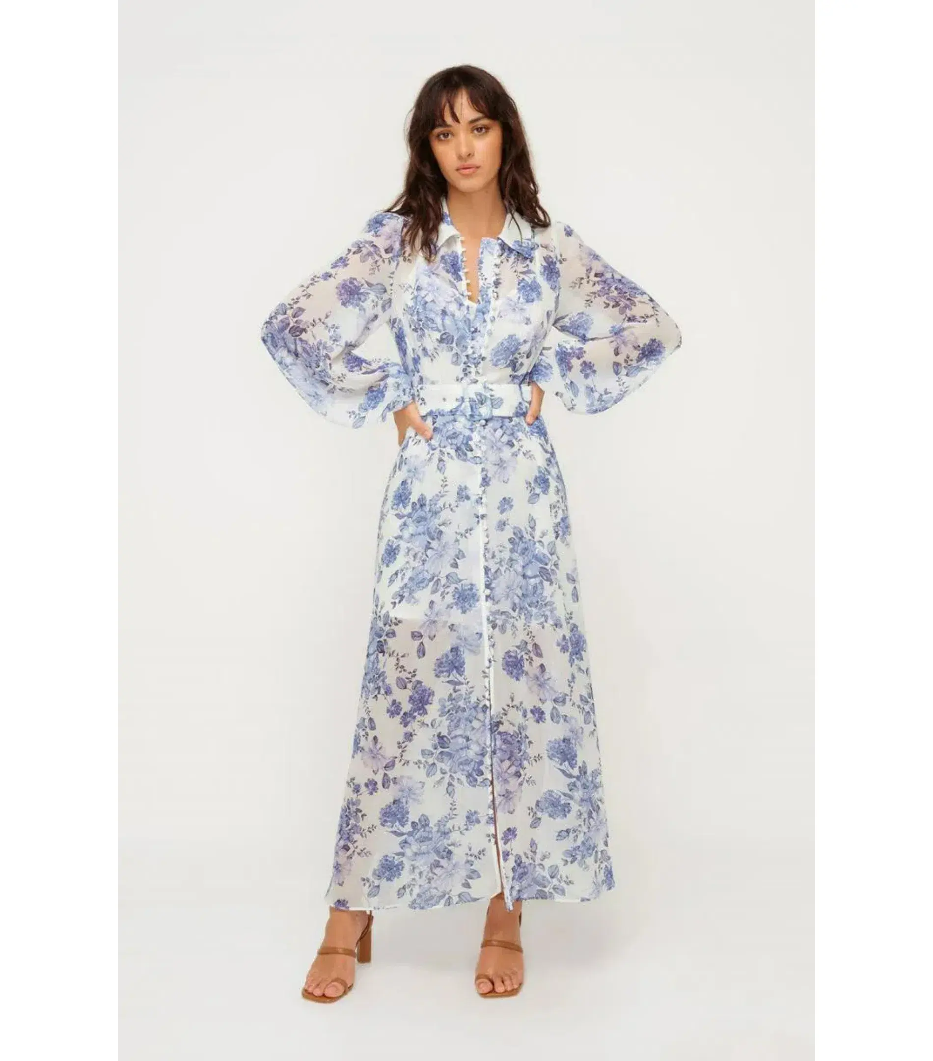 Sheike Bella Blue Maxi Dress Floral Size AU 14 - Image 2