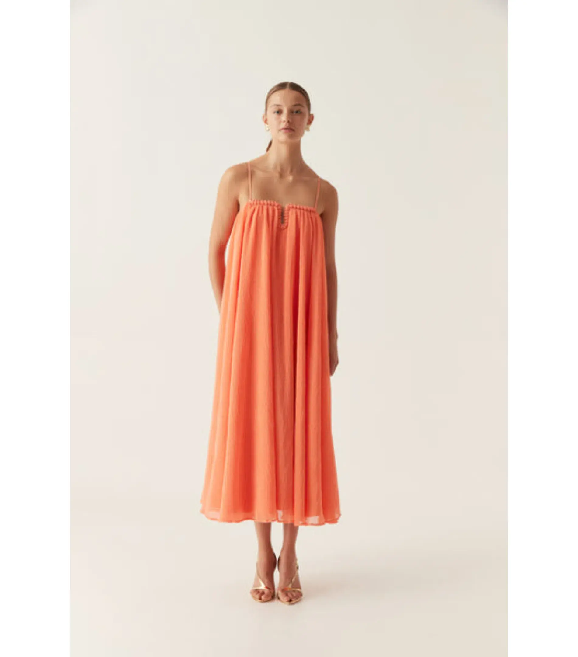 Aje Filigree Sweetheart Midi Dress in Sunset Orange Size AU 16 - Image 1