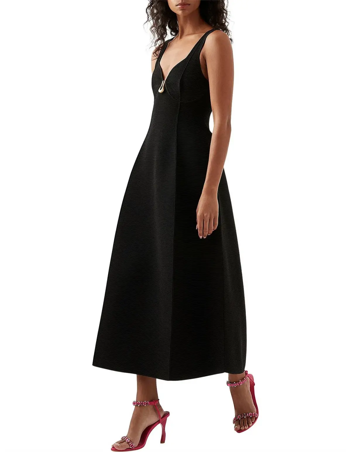 Aje Sylvette Marisole Knit Midi Dress Black Size S / AU 8 - Image 2