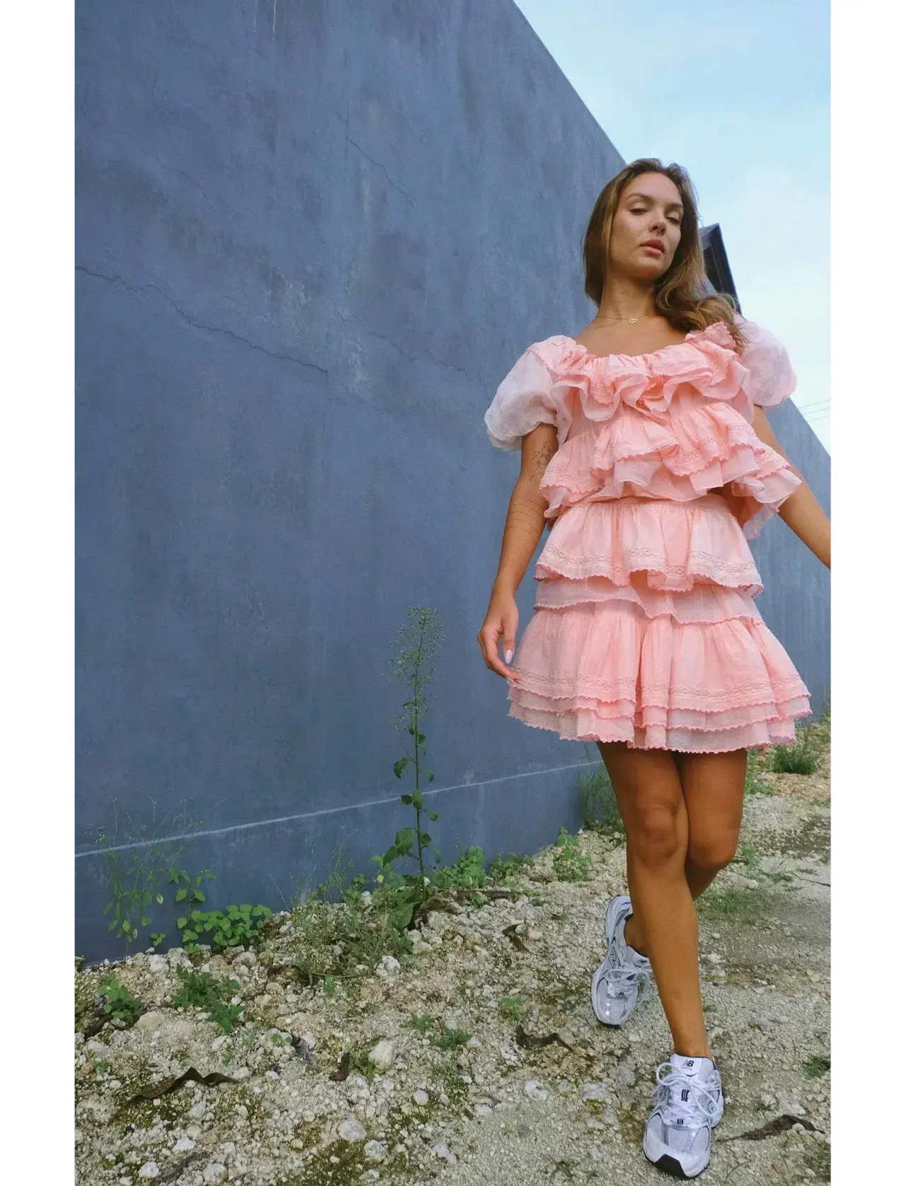 Innika Choo Organdy Lace Frill Set Pink Size 1 / AU 8 - Image 1