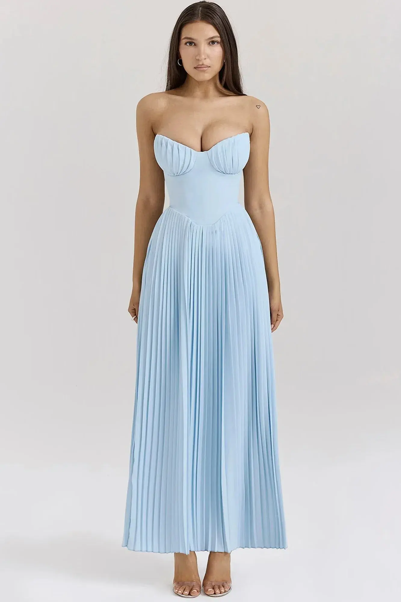 House of CB Marcella Pleated Maxi Dress Ocean Blue Size L / AU 12 - Image 2