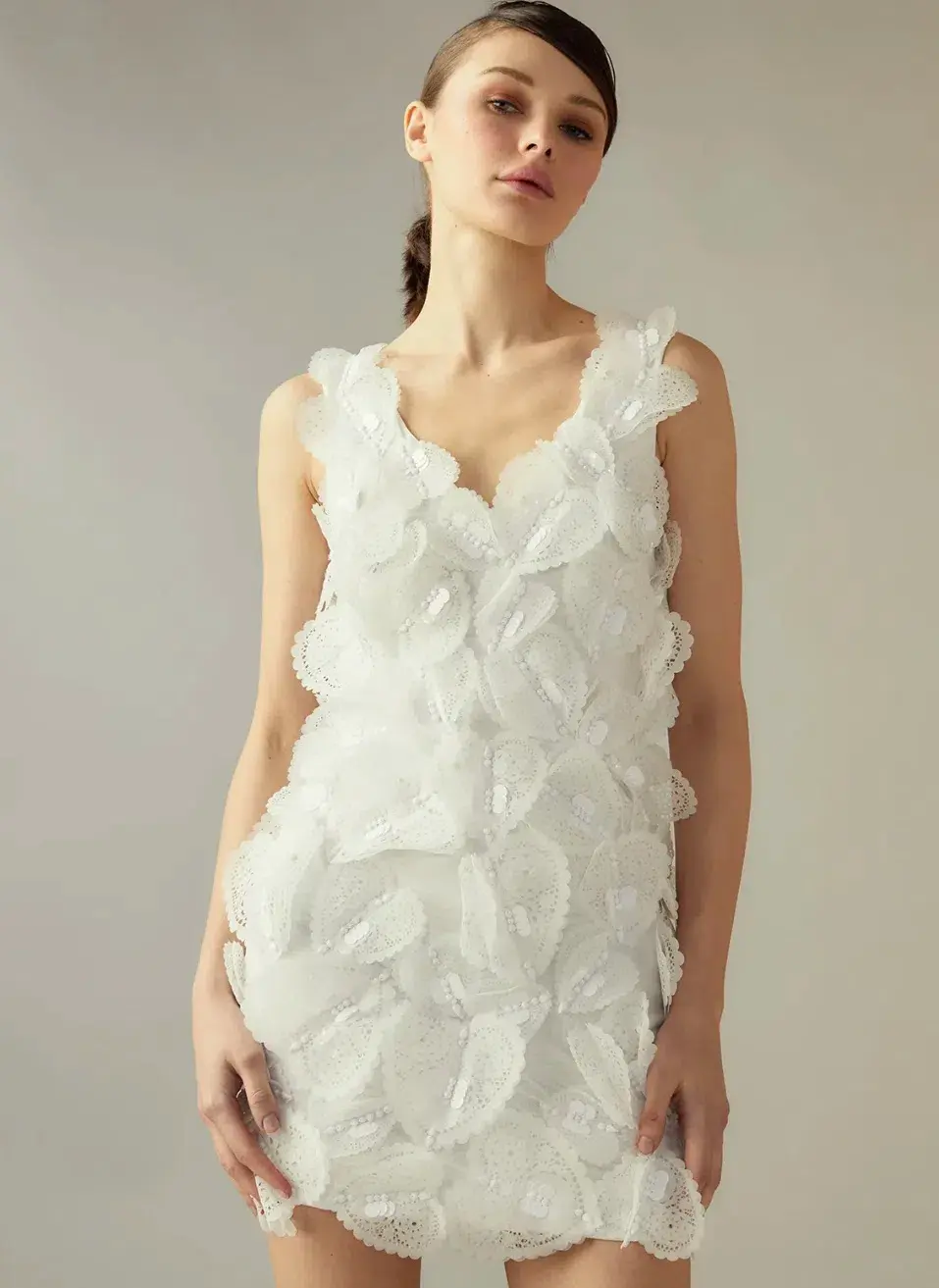 Cynthia Rowley Elle Heart Embellished Mini Dress White Size 0 / AU 4 - Image 2
