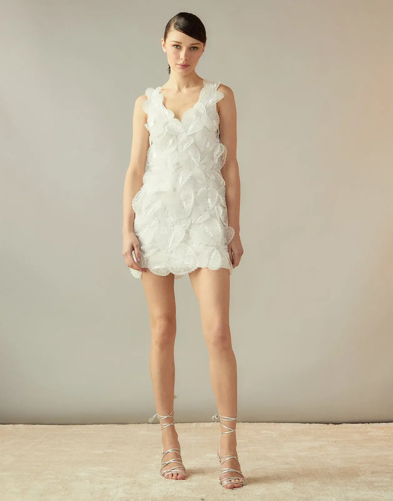 Cynthia Rowley Elle Heart Embellished Mini Dress White Size 0 / AU 4 - Image 1