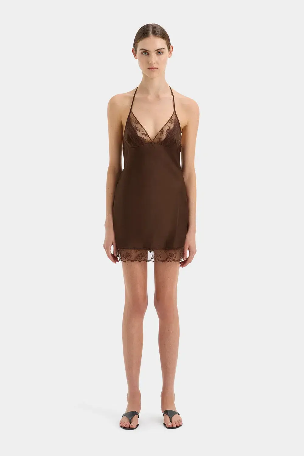 Sir the Label Aries Halter Mini Dress Chocolate Size 1 / AU 8 - Image 1