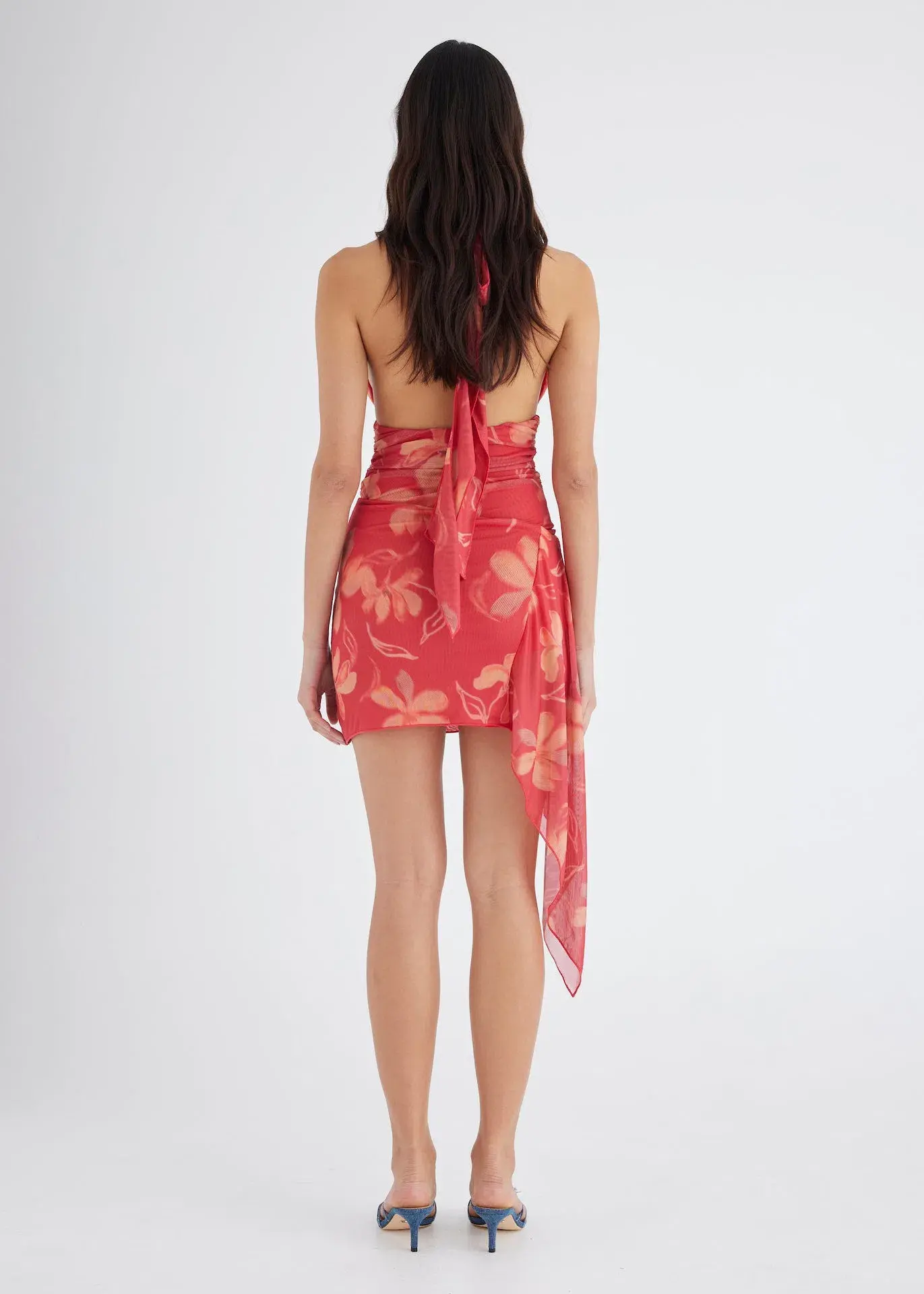 Benni Penelope Halter Mini Dress Hibiscus Floral Size 8 - Image 2