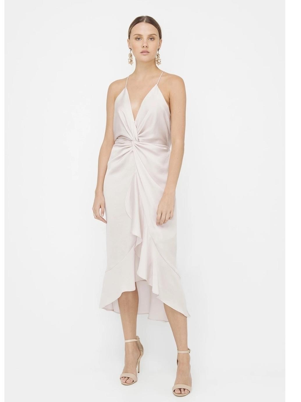 Sheike Midi Knot Dress Champagne Size 8 - Image 1