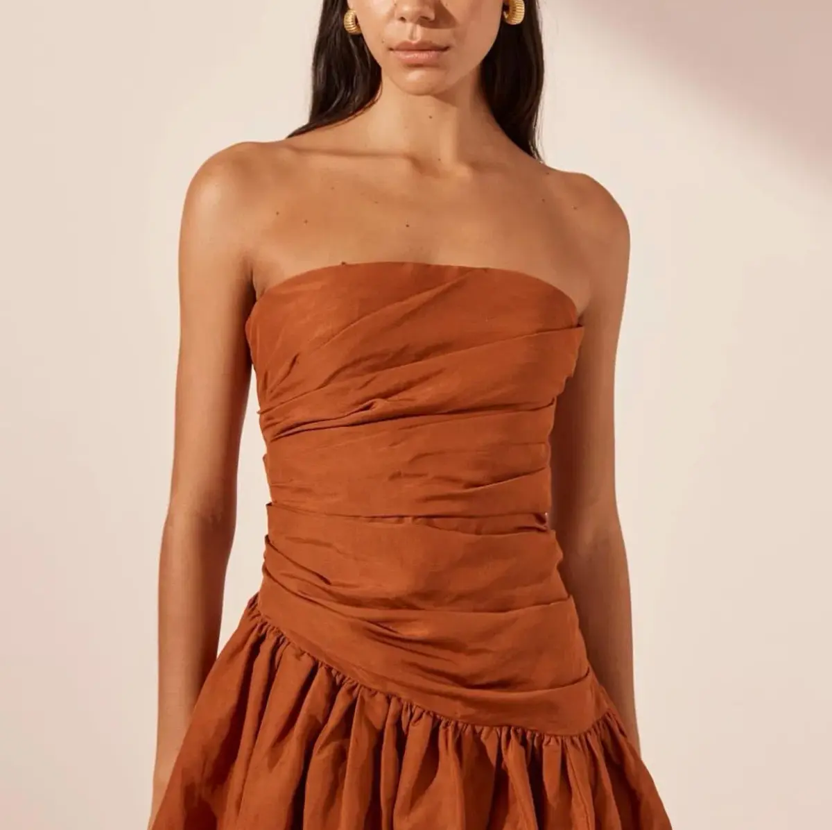 Shona Joy Celeste Strapless Bubble Mini Dress Rust Size 8 - Image 2