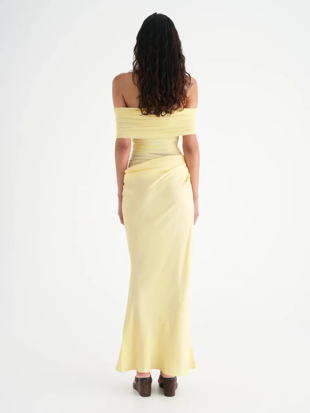 Benni Nico Off Shoulder Maxi Dress in Butter Size 8 for rent on The Volte - main image