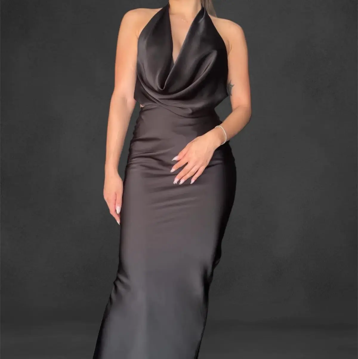 Lexi Polaris Deep Cowl Neck Dress in Black Size XS / AU 6 - Image 4