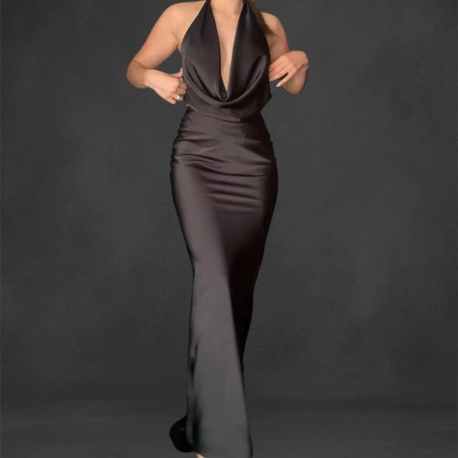 Lexi Polaris Deep Cowl Neck Dress in Black Size XS / AU 6 - Image 3