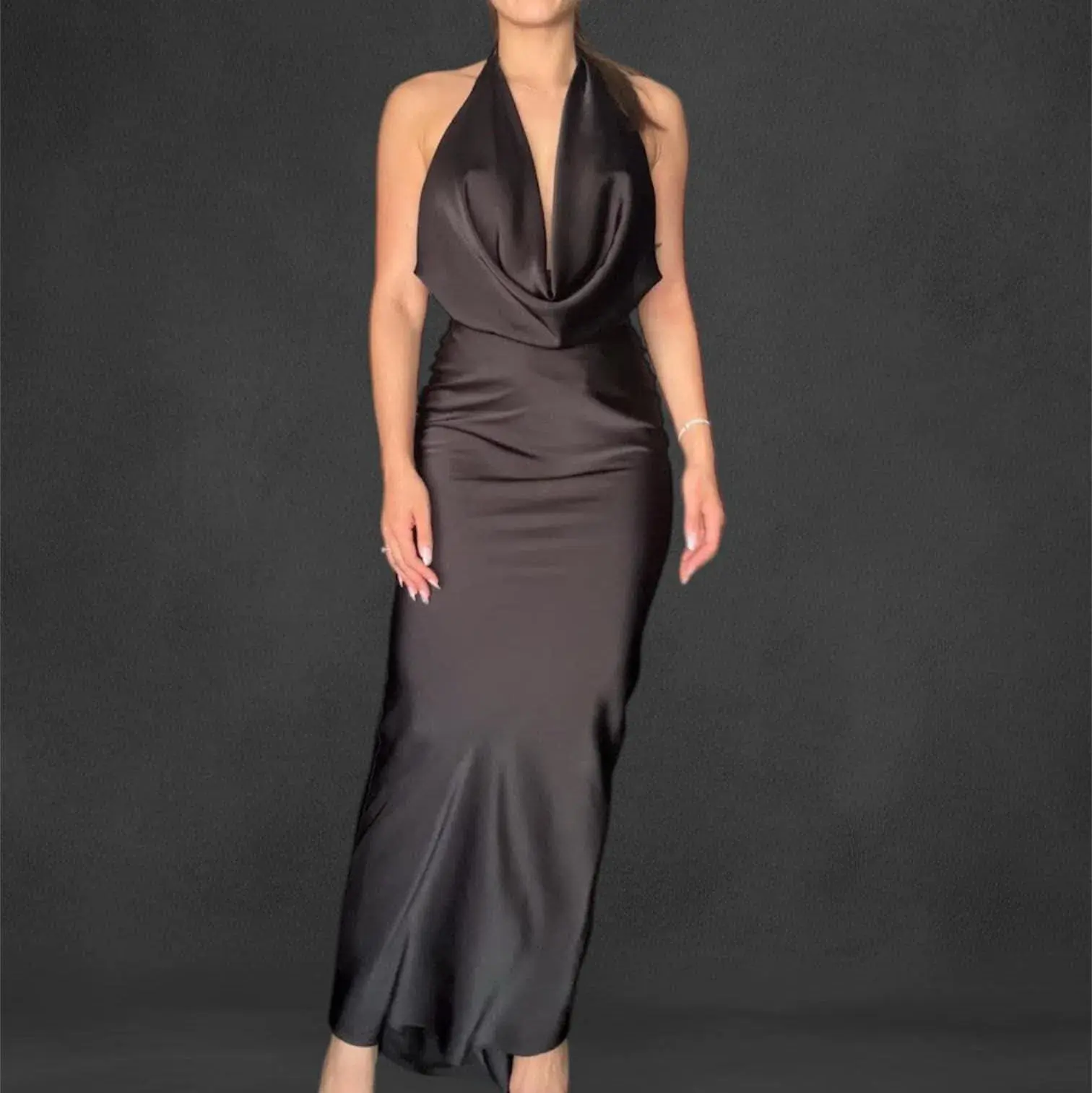 Lexi Polaris Deep Cowl Neck Dress in Black Size XS / AU 6 - Image 5
