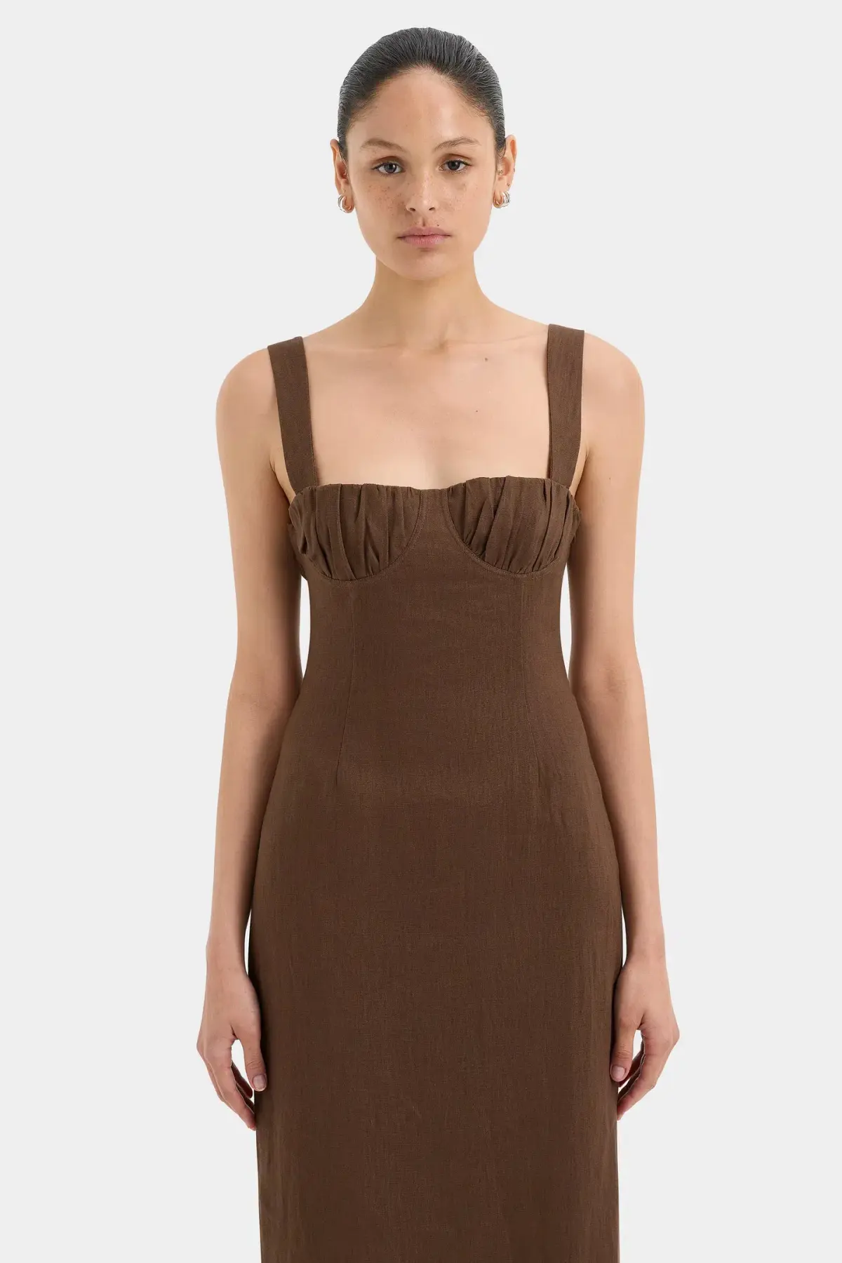 Sir the Label Bettina Midi Dress Chocolate Size 2 / AU 10 - Image 2