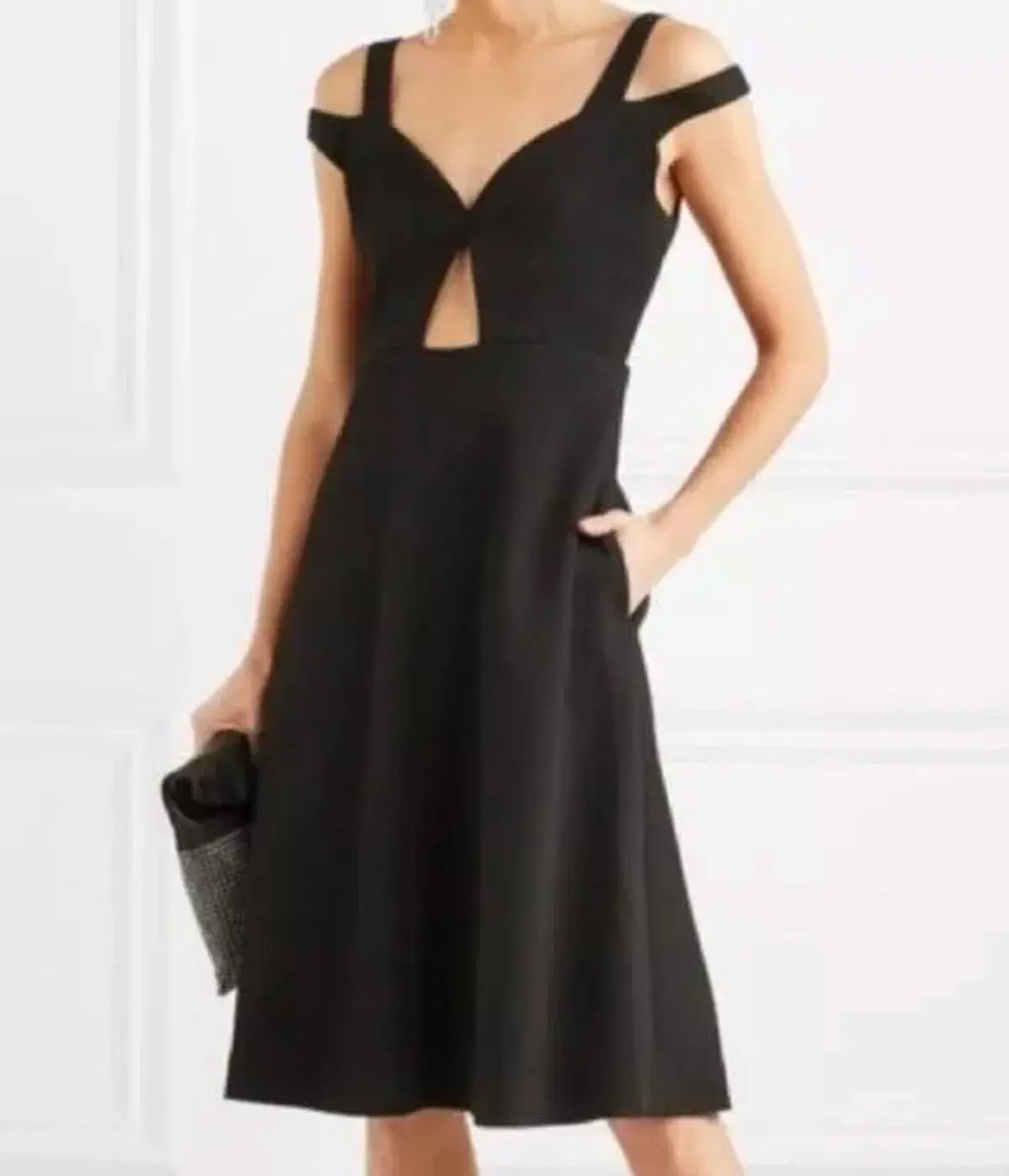 Carven Keyhole Cutout Shoulder Strap Detail Cocktail Dress Black Size AU 10 - Image 1