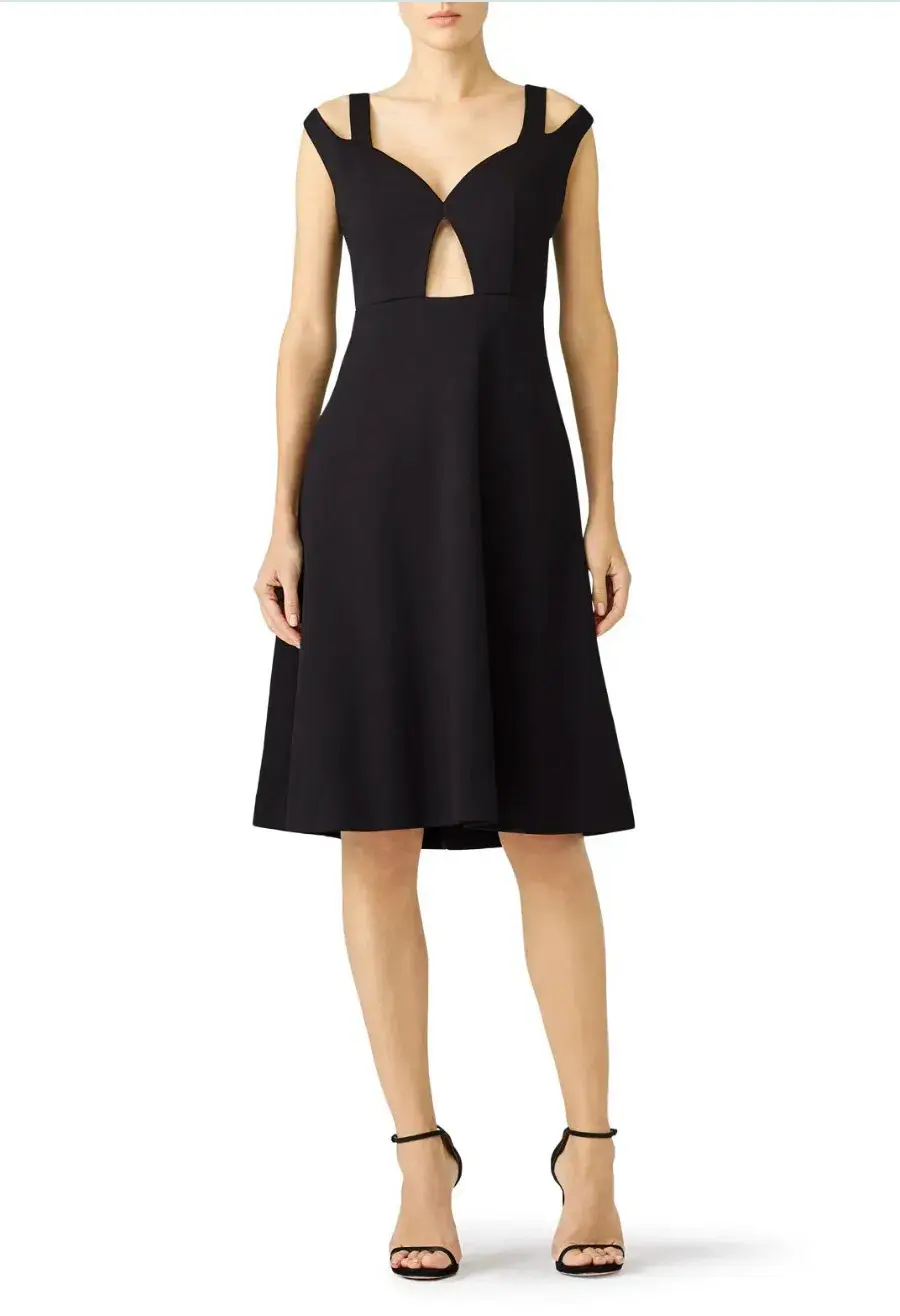 Carven Keyhole Cutout Shoulder Strap Detail Cocktail Dress Black Size AU 10 - Image 2