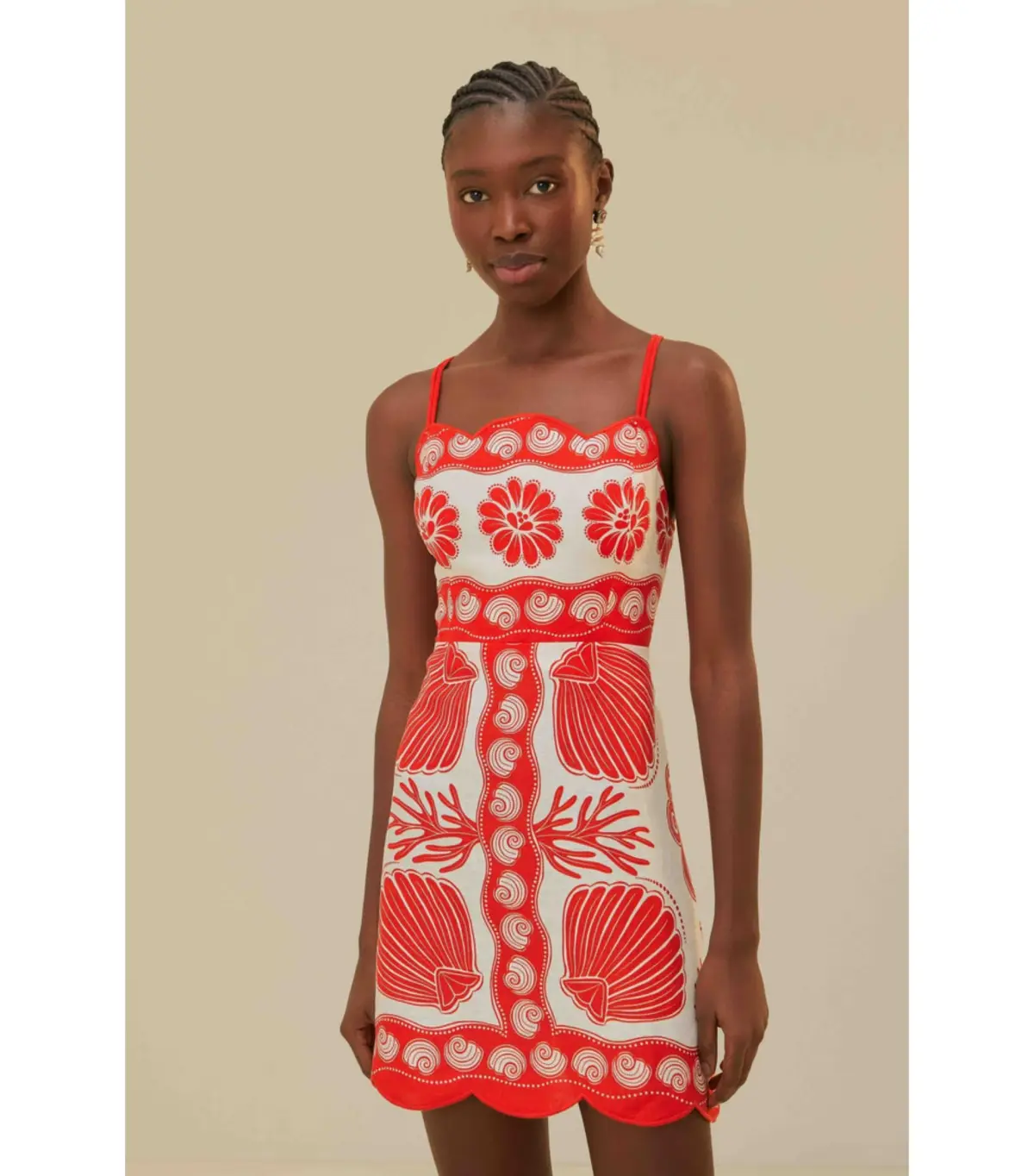 Farm Rio White Ainika Shell Linen Mini Dress Multi Size Medium / AU 10 - Image 2