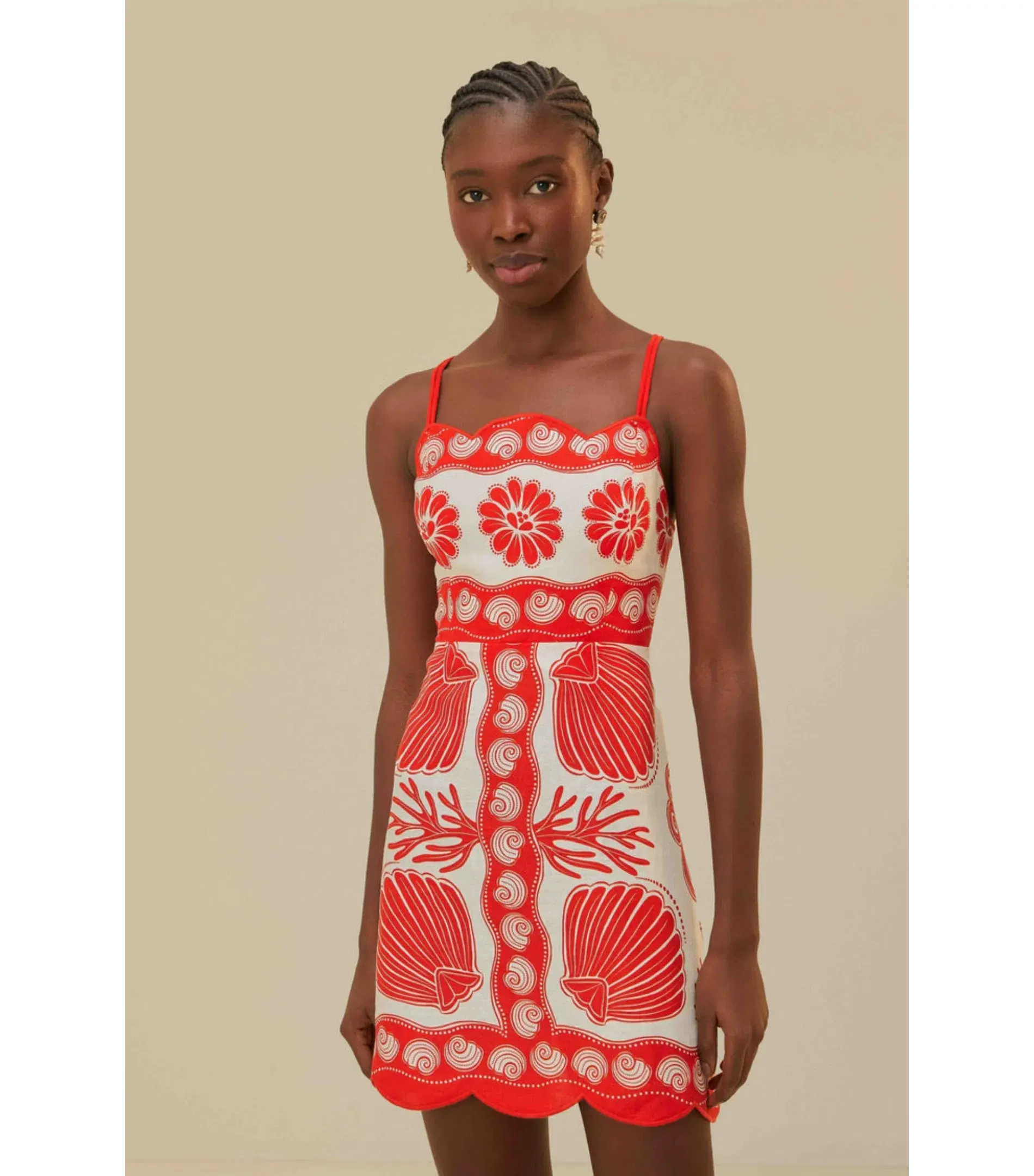 Farm Rio White Ainika Shell Linen Mini Dress Multi Size Medium / AU 10 - Image 2