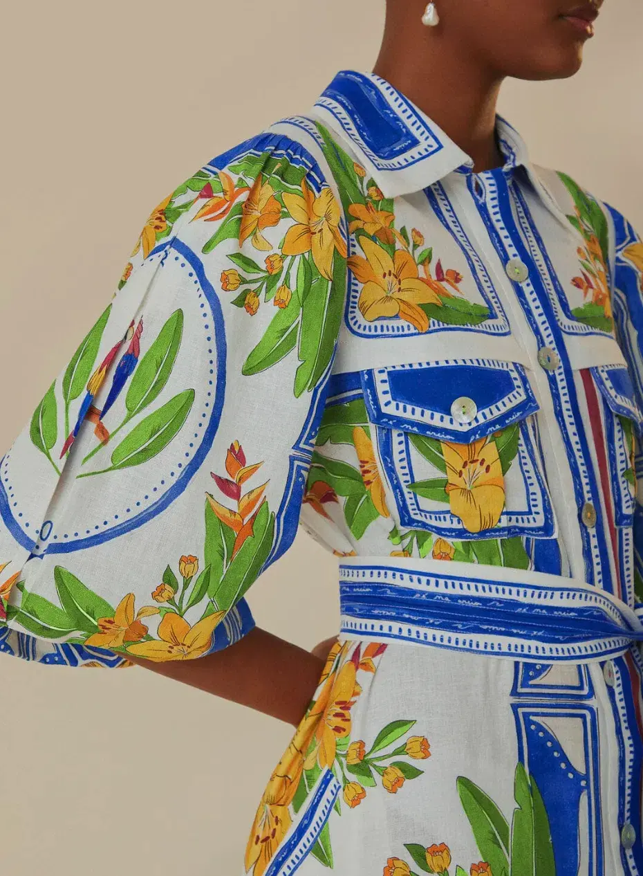 Farm Rio Off-white Tropical Destination Midi Dress Multi Size Small / AU 8  - Image 5