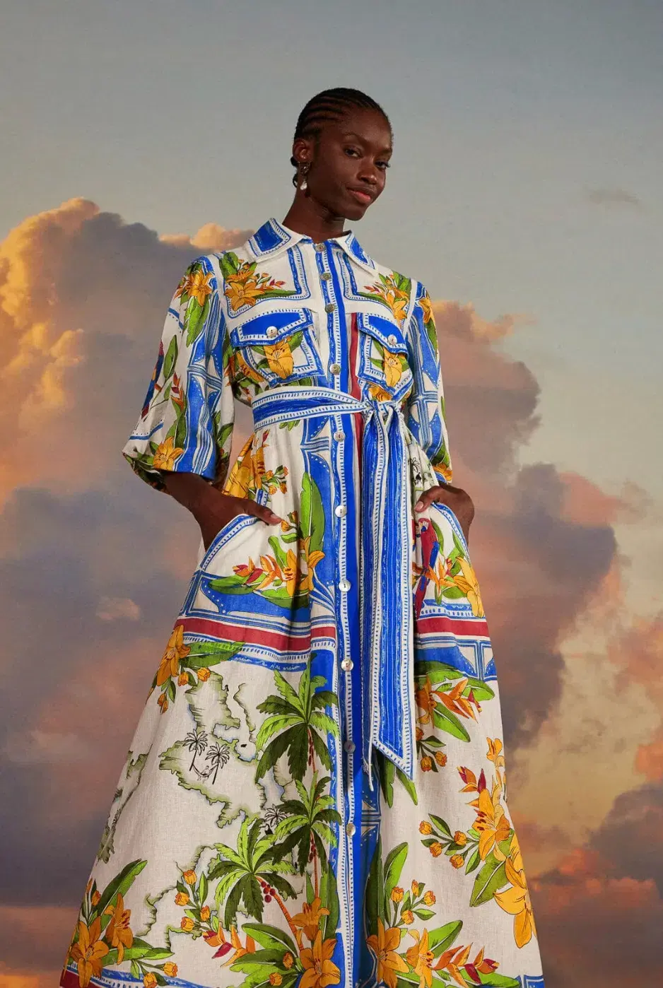 Farm Rio Off-white Tropical Destination Midi Dress Multi Size Small / AU 8  - Image 2