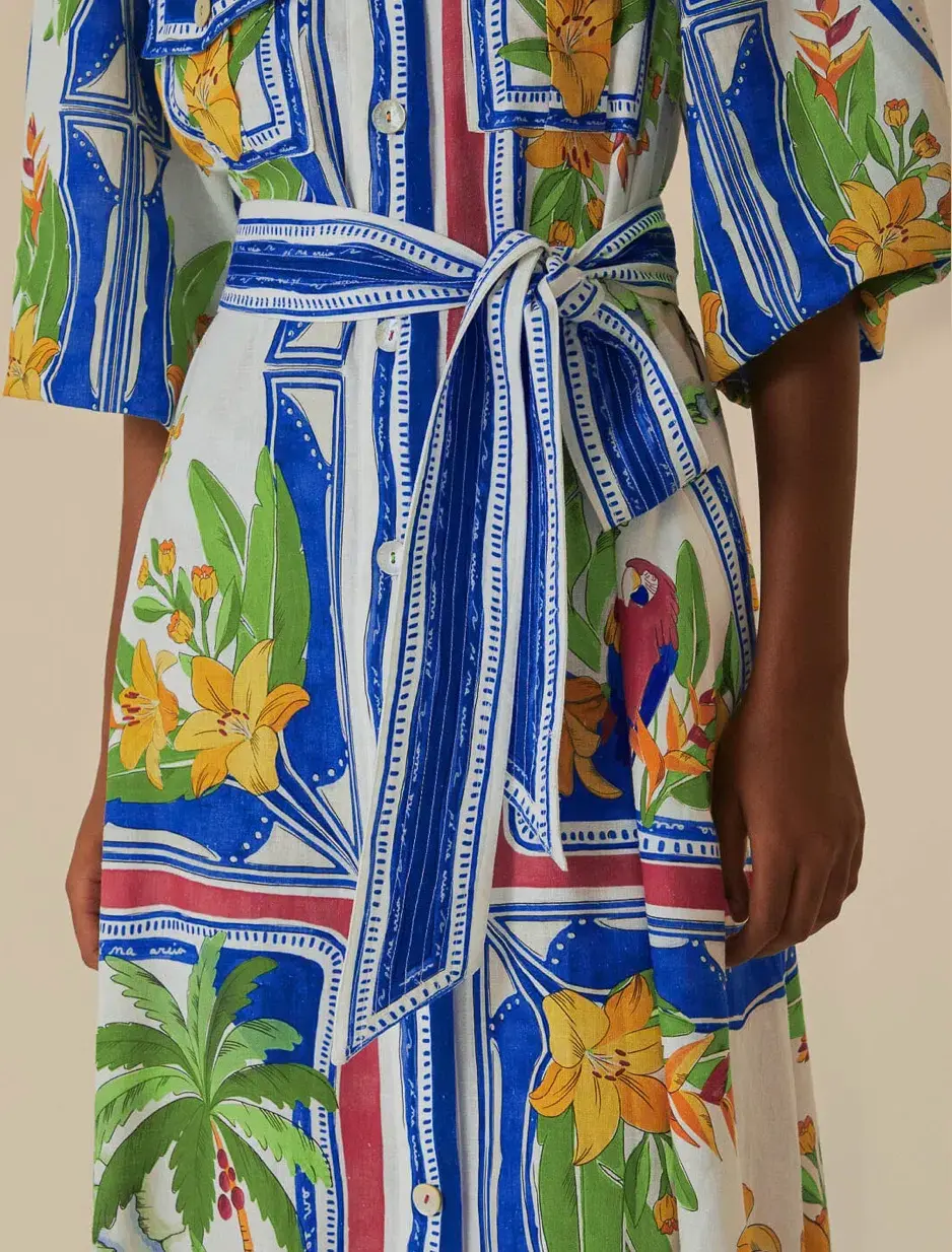 Farm Rio Off-white Tropical Destination Midi Dress Multi Size Small / AU 8  - Image 6