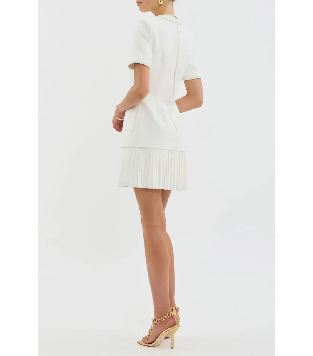 Rebecca Vallance The Clarisse Button Mini Dress White Size AU 10  - Image 3