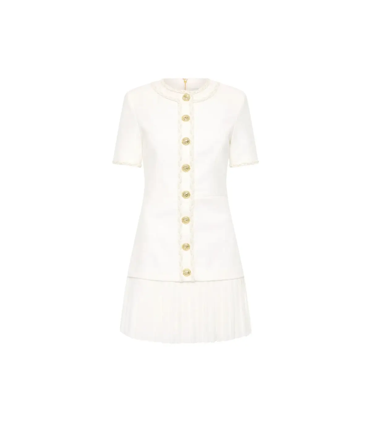Rebecca Vallance The Clarisse Button Mini Dress White Size AU 10  - Image 4
