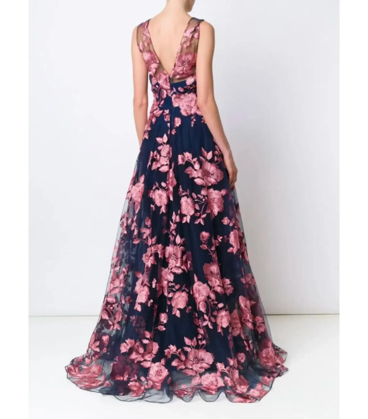 Marchesa Notte Embroidered Tulle Gown Floral Size 0 / AU 6 - Image 2