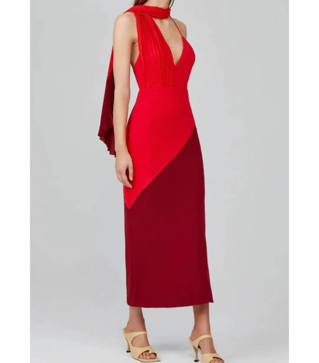 Acler Flora Colorblock Dress Red Size AU 10 for rent on The Volte - main image