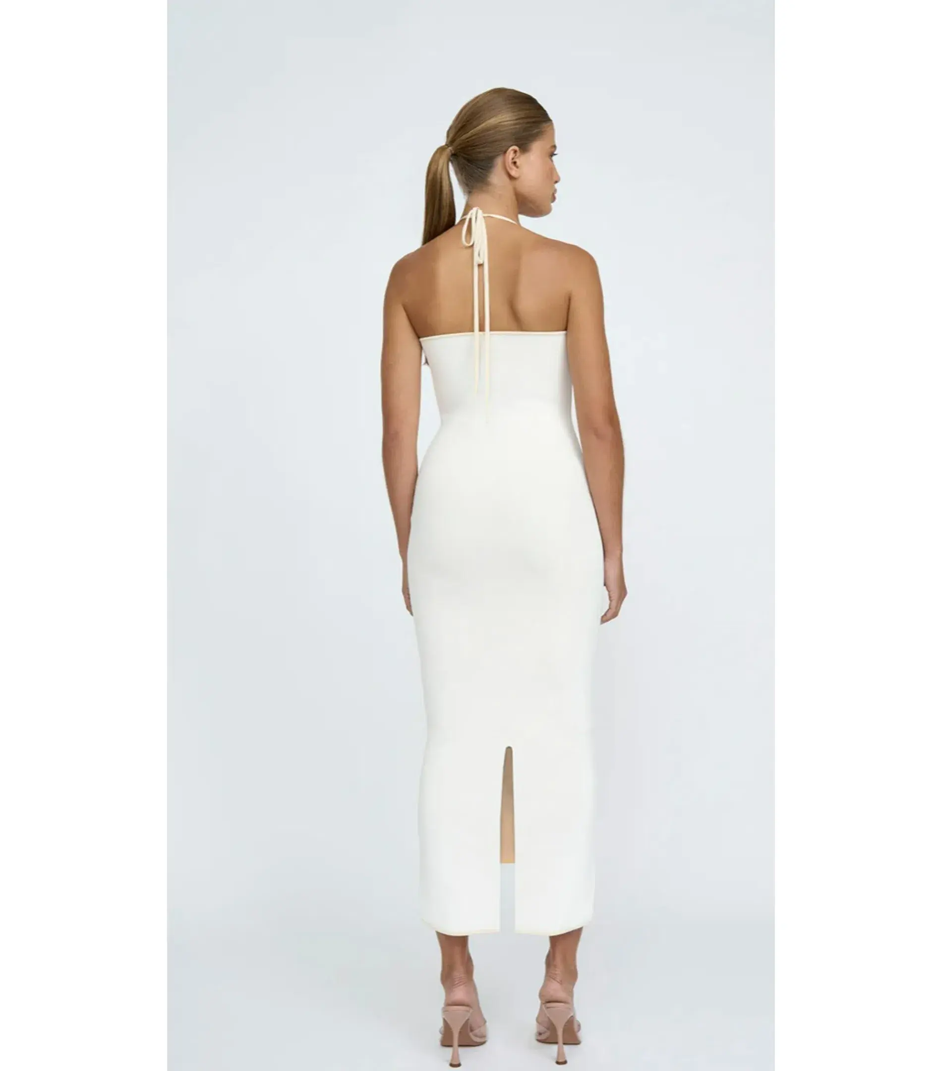 By Johnny Caprera Knit Midi Dress in Ivory Bone Size XS / AU 6 - Image 2