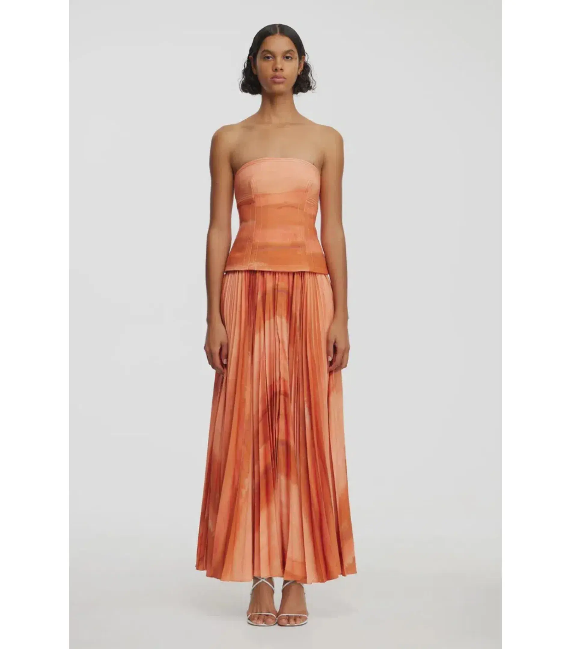 Acler Brayswick Midi Dress in Melon Watercolour Size AU 6 - Image 1
