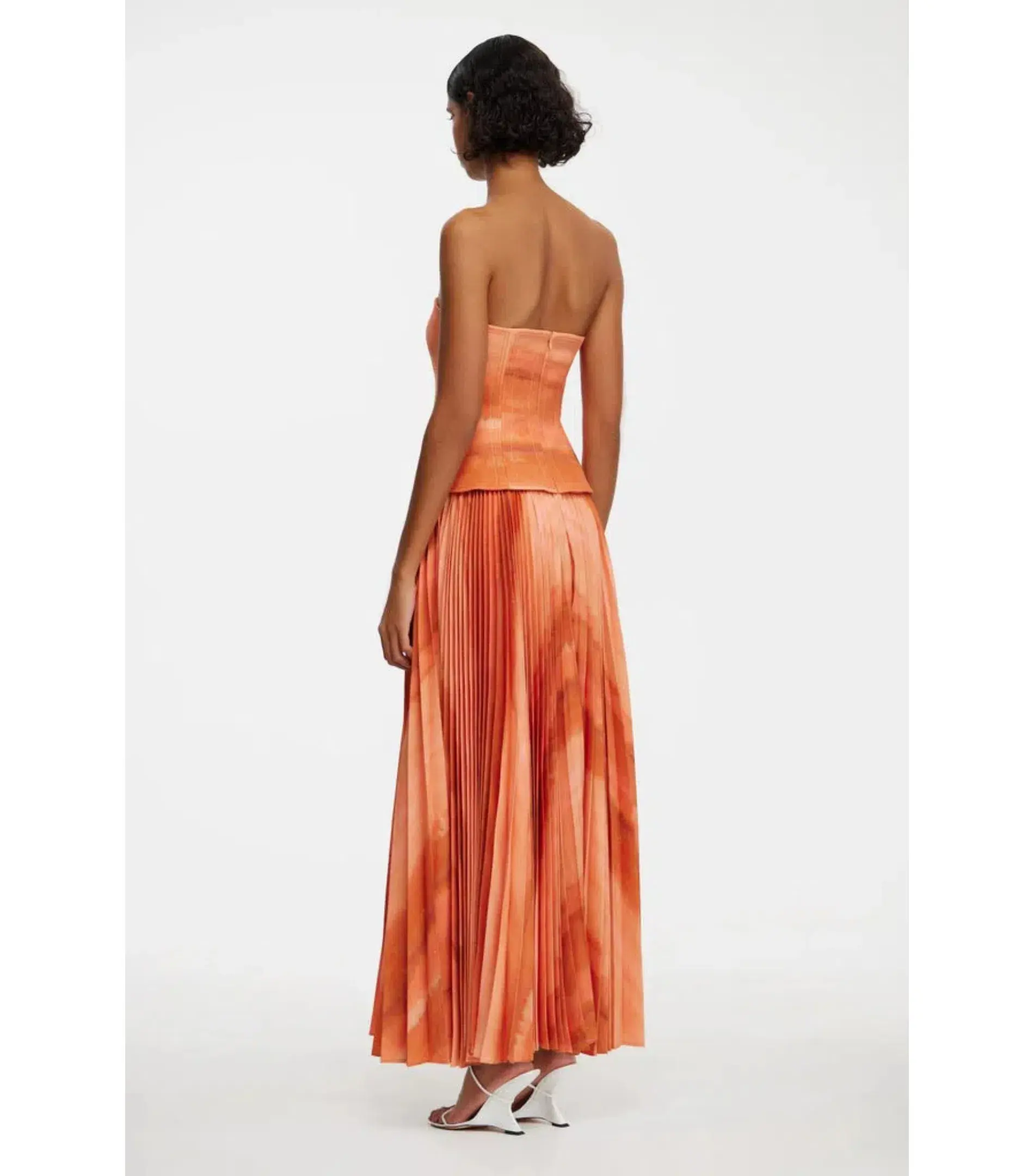 Acler Brayswick Midi Dress in Melon Watercolour Size AU 6 - Image 3