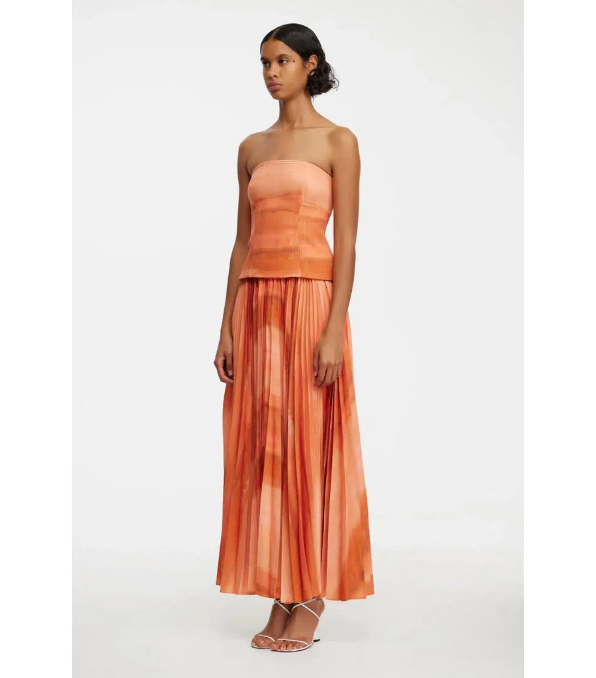Acler Brayswick Midi Dress in Melon Watercolour Size AU 6 - Image 2