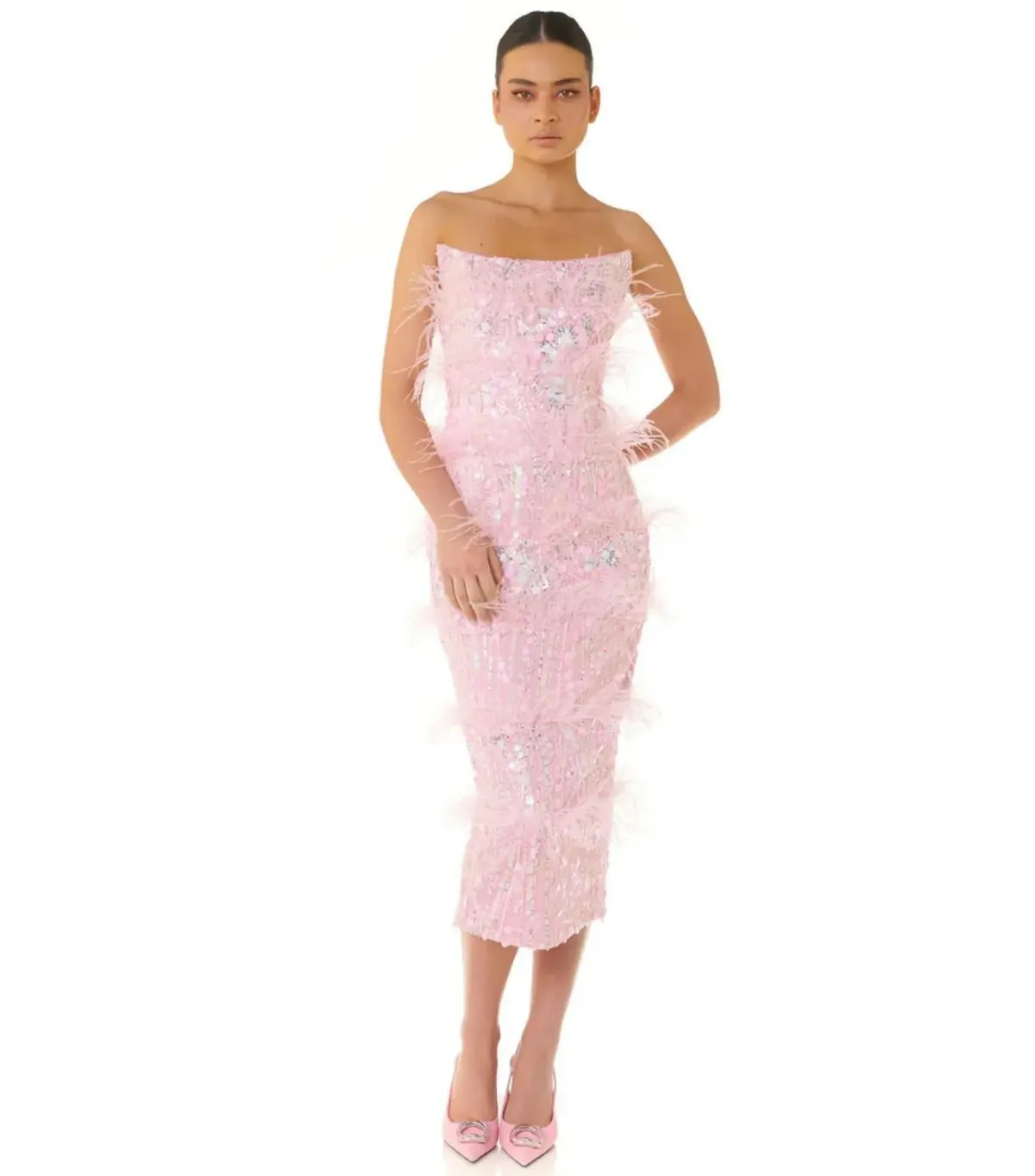 Eliya The Label Madelyn Midi Dress Pink Size XL / AU 14 - Image 1