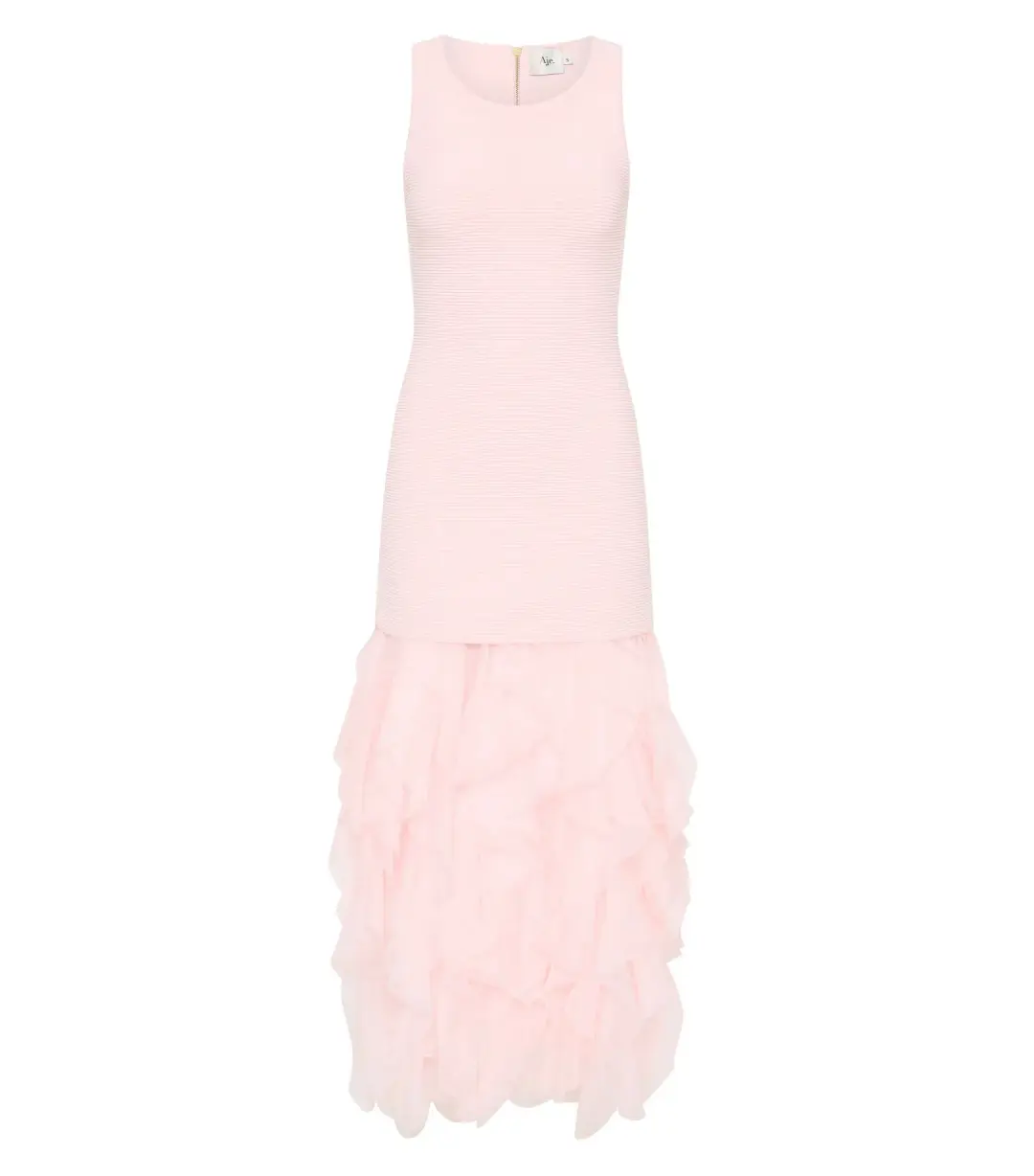 Aje Elations Knit Maxi Dress in Pastel Pink Size XS / AU 6 for rent on The Volte - main image