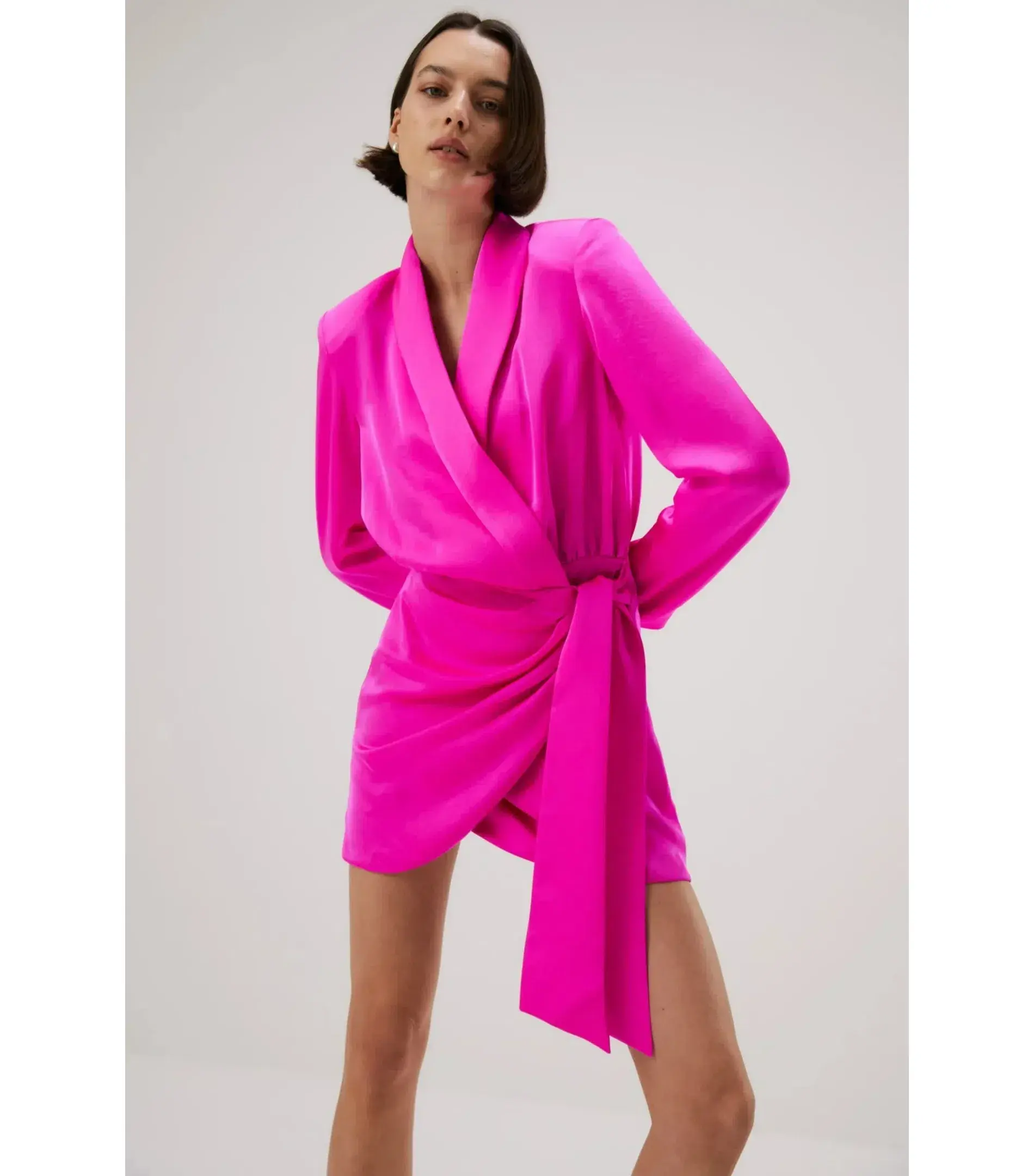 Misha Azera Satin Mini Dress in Hot Pink Size 6/XS - Image 3