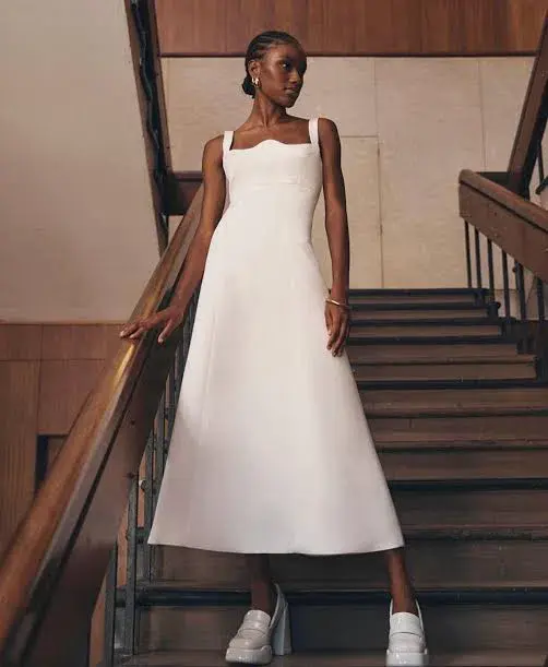 Leo Lin Odette Midi Dress White Size 8 for rent on The Volte - main image