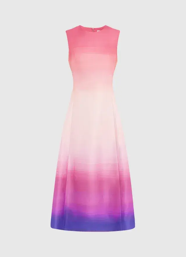 Leo Lin Cleo Sleeveless Midi Dress Ombre Coral Size 8 - Image 3