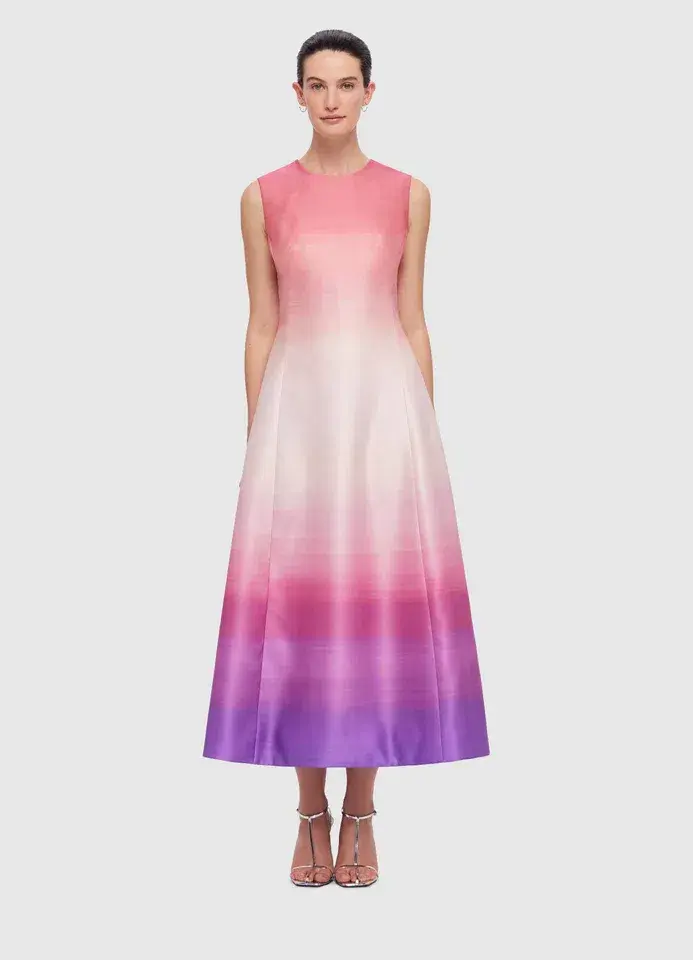 Leo Lin Cleo Sleeveless Midi Dress Ombre Coral Size 8 - Image 1