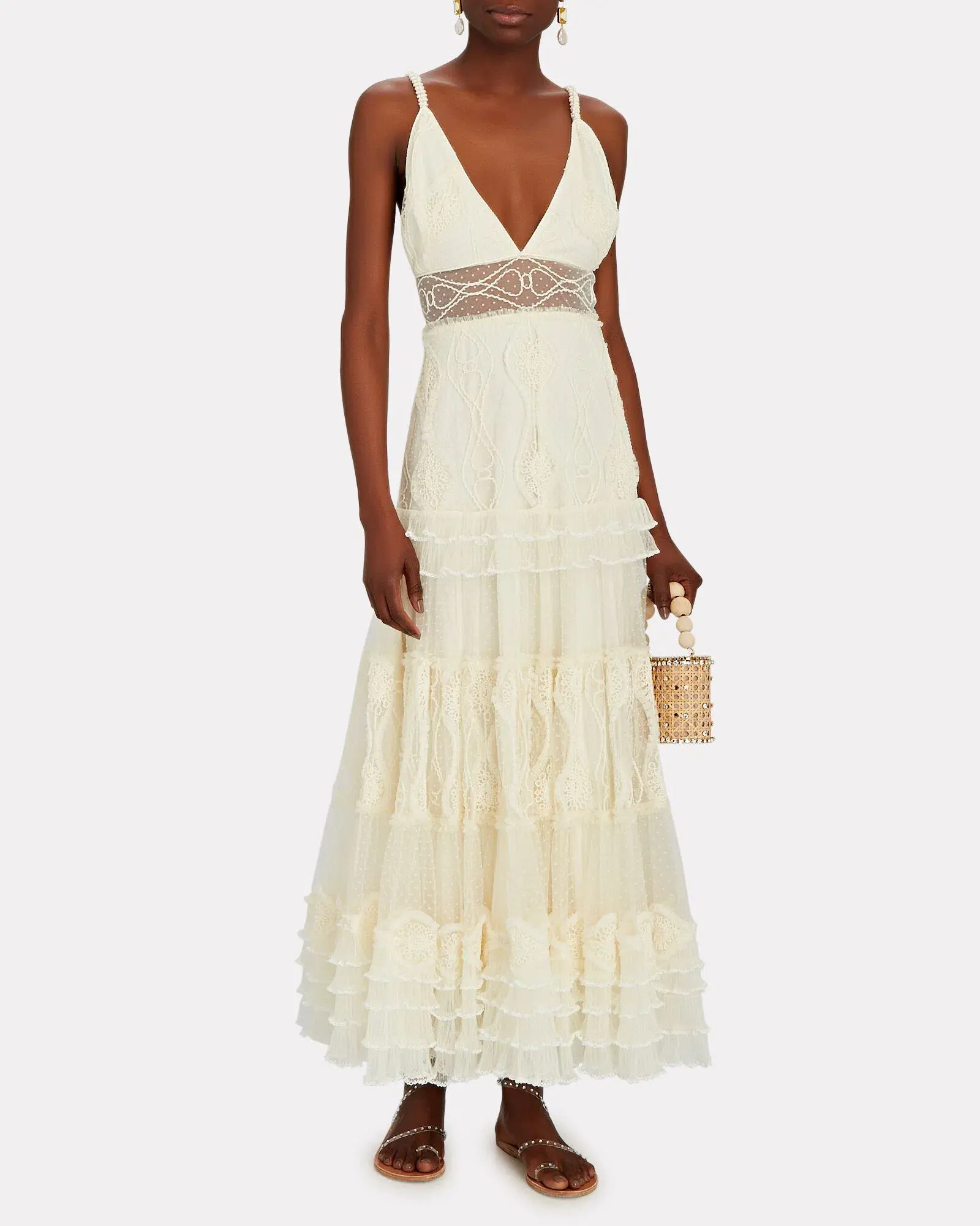 Alexis Arabella Embroidered Lace Maxi Dress Ivory Size 8 - Image 1