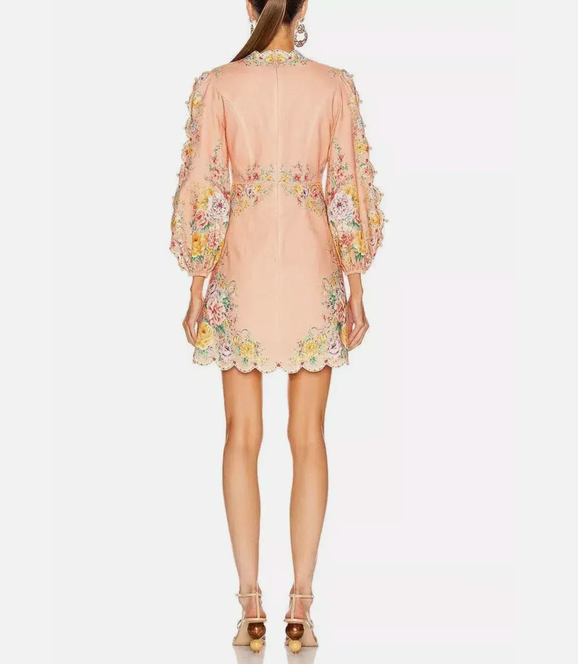 Zimmermann Zinnia Scallop Mini Dress Coral Floral Size 0/Au 8  - Image 2