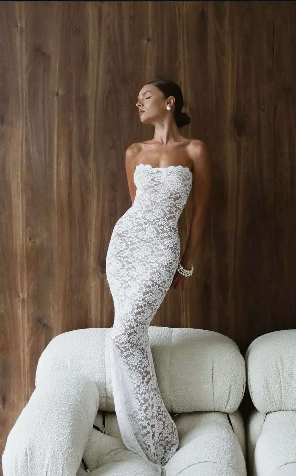 Leau Soleil Scalloped Lace Midi Dress White Size Xs/Au 6 - Image 1