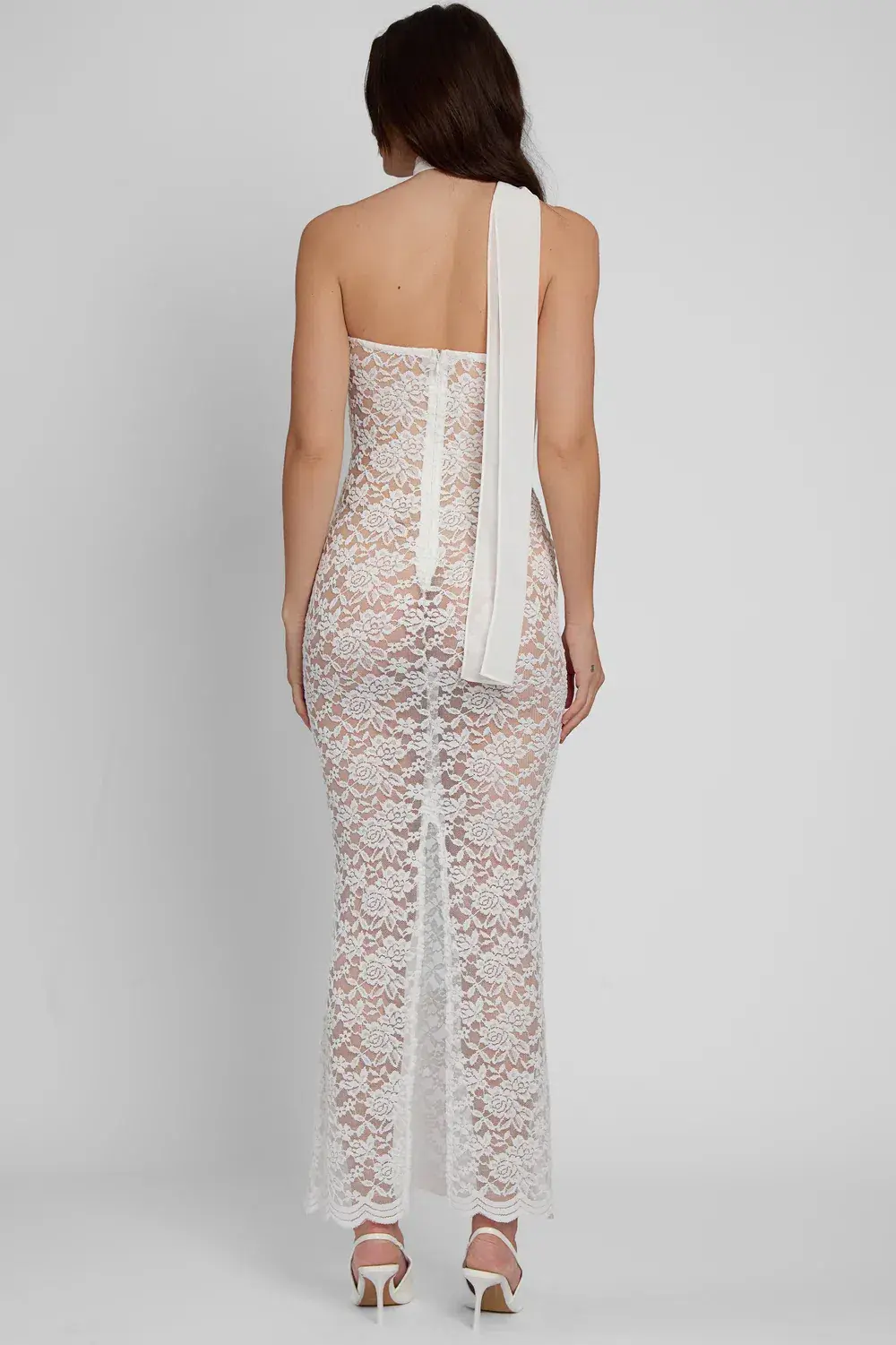 Leau Soleil Scalloped Lace Midi Dress White Size Xs/Au 6 - Image 4